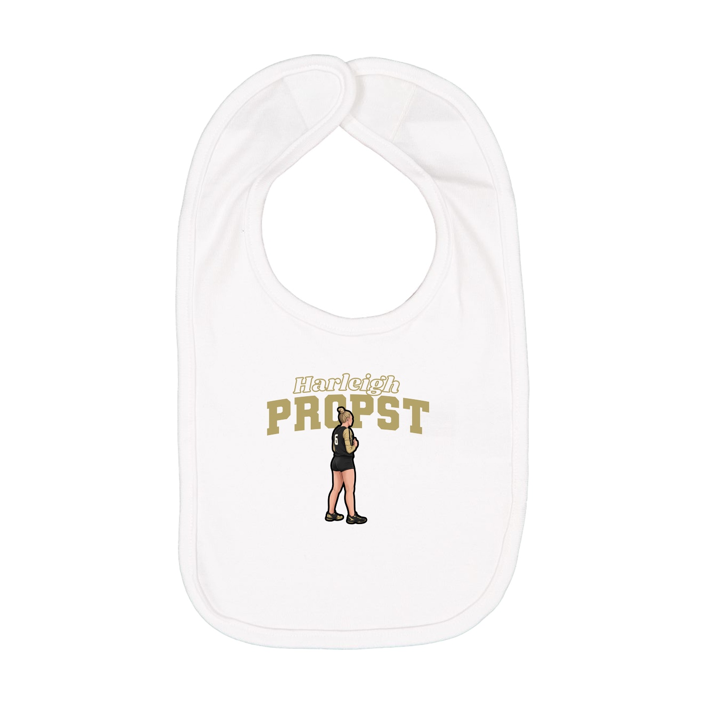 Infant Bib — Name Arch in White