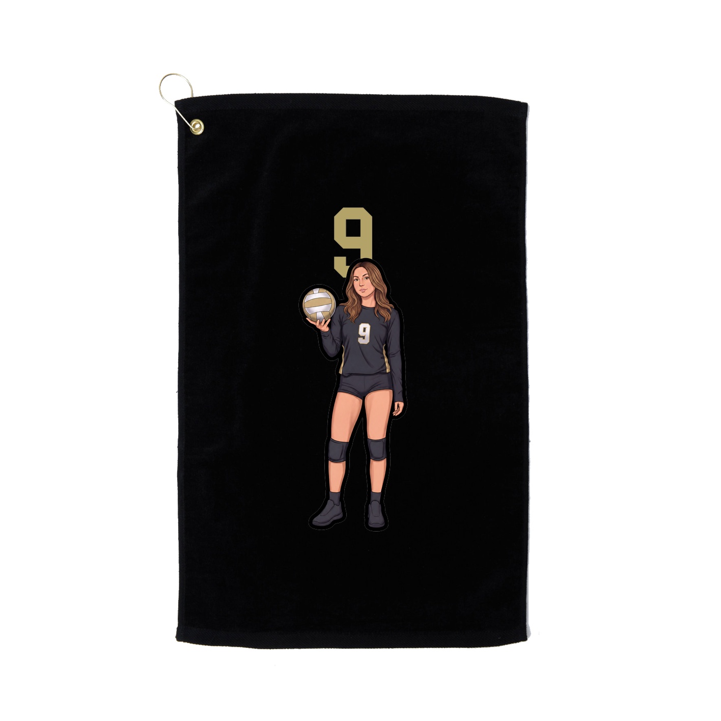 Golf Towel — Number Top in Black