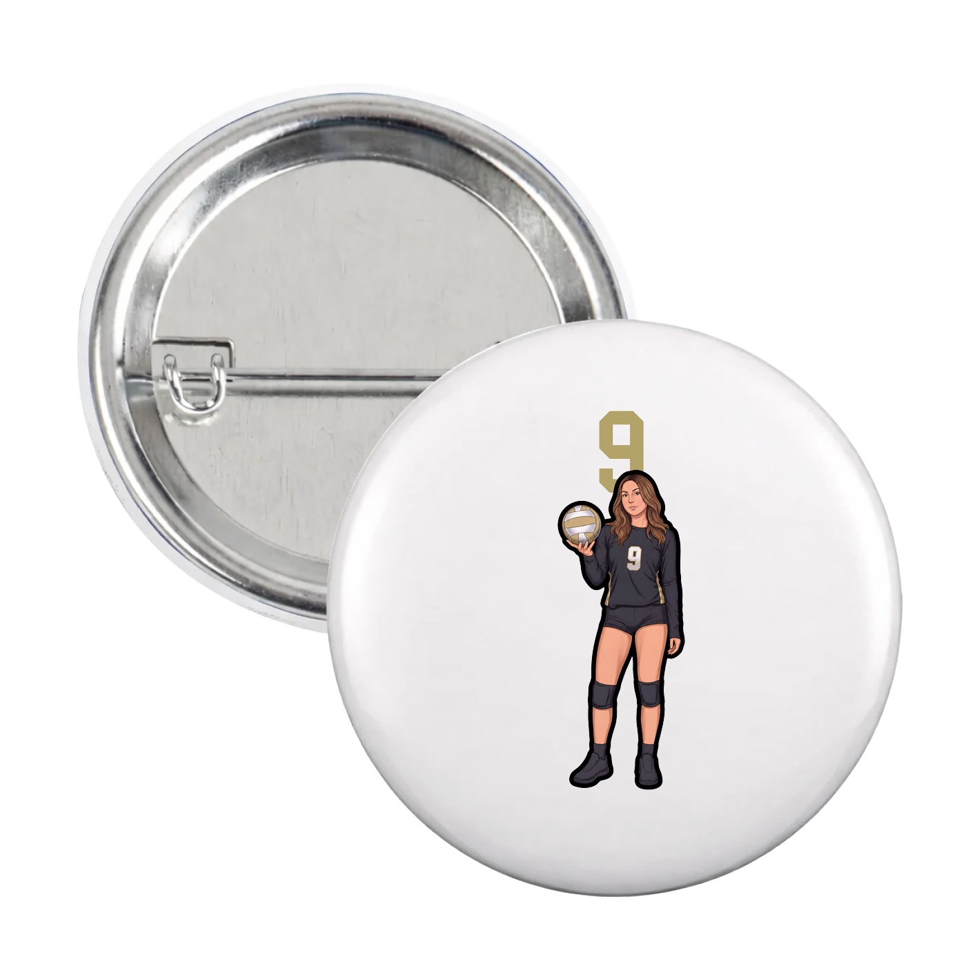 Game Day Button — Number Top in White