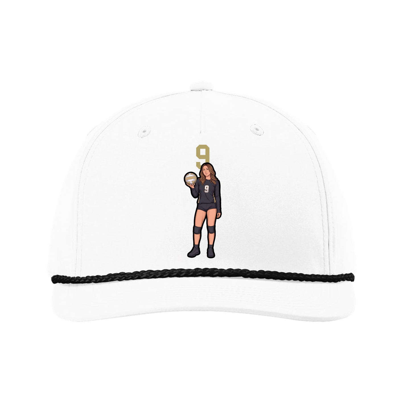 Five-Panel Classic Rope Cap — Number Top in White