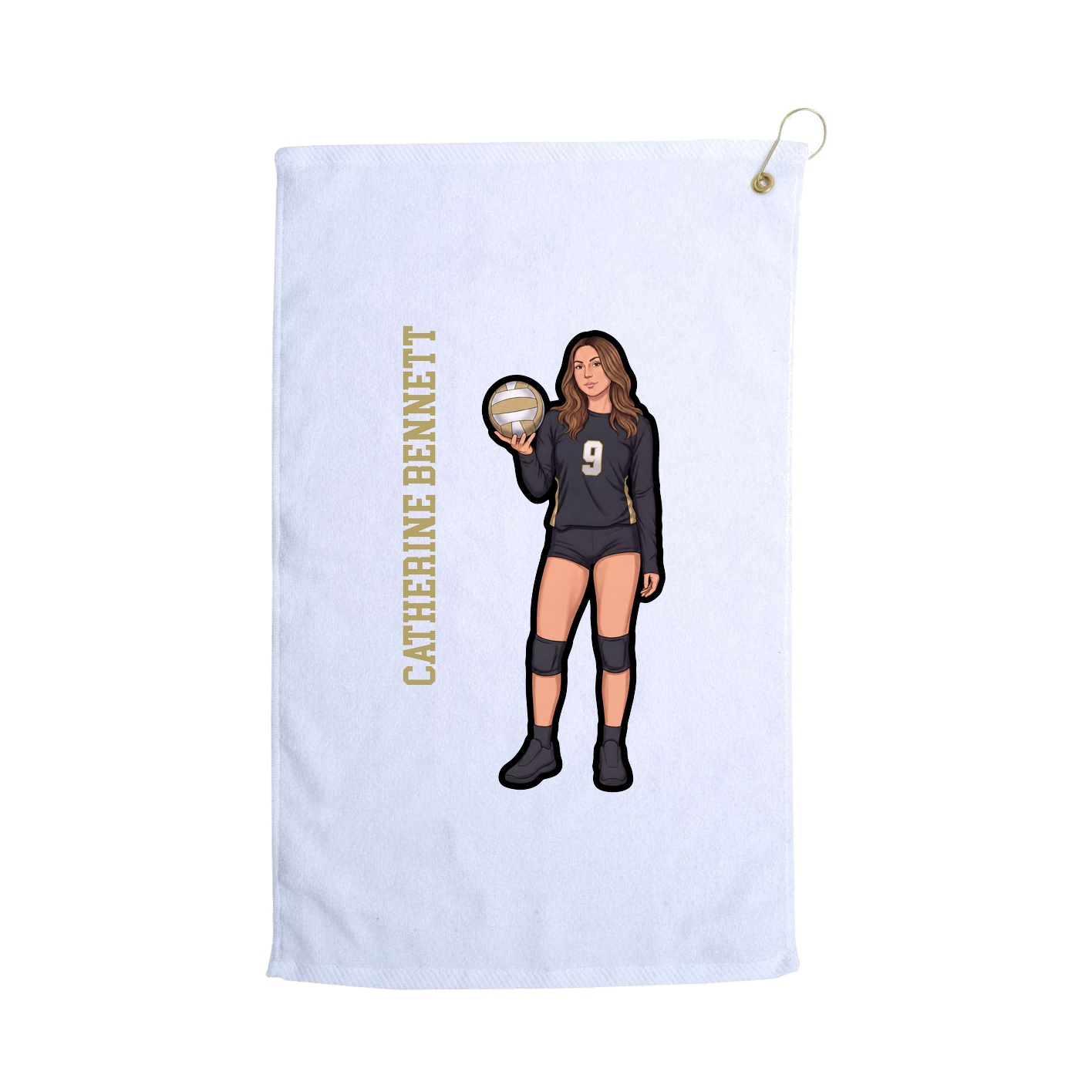 Golf Towel — Name Vertical in White