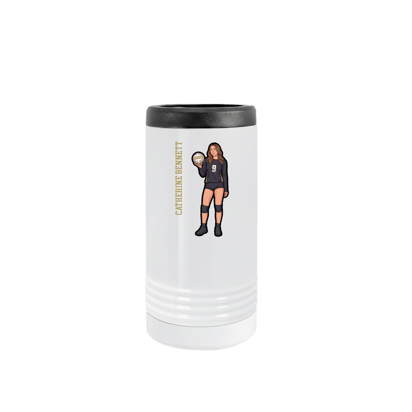 Slim Beverage Holder — Name Vertical in White