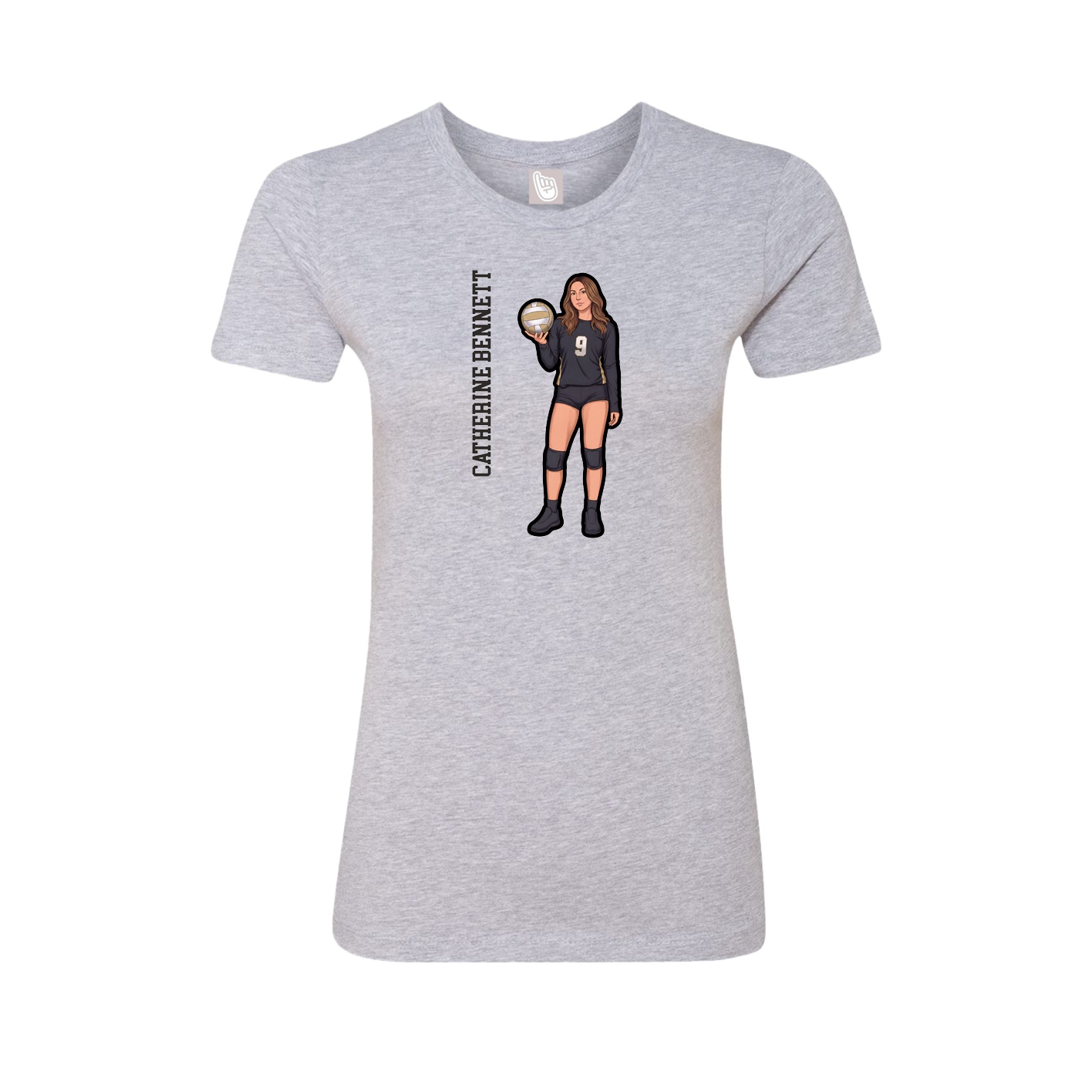 Fitted Women's Tee — Name Vertical in Grey