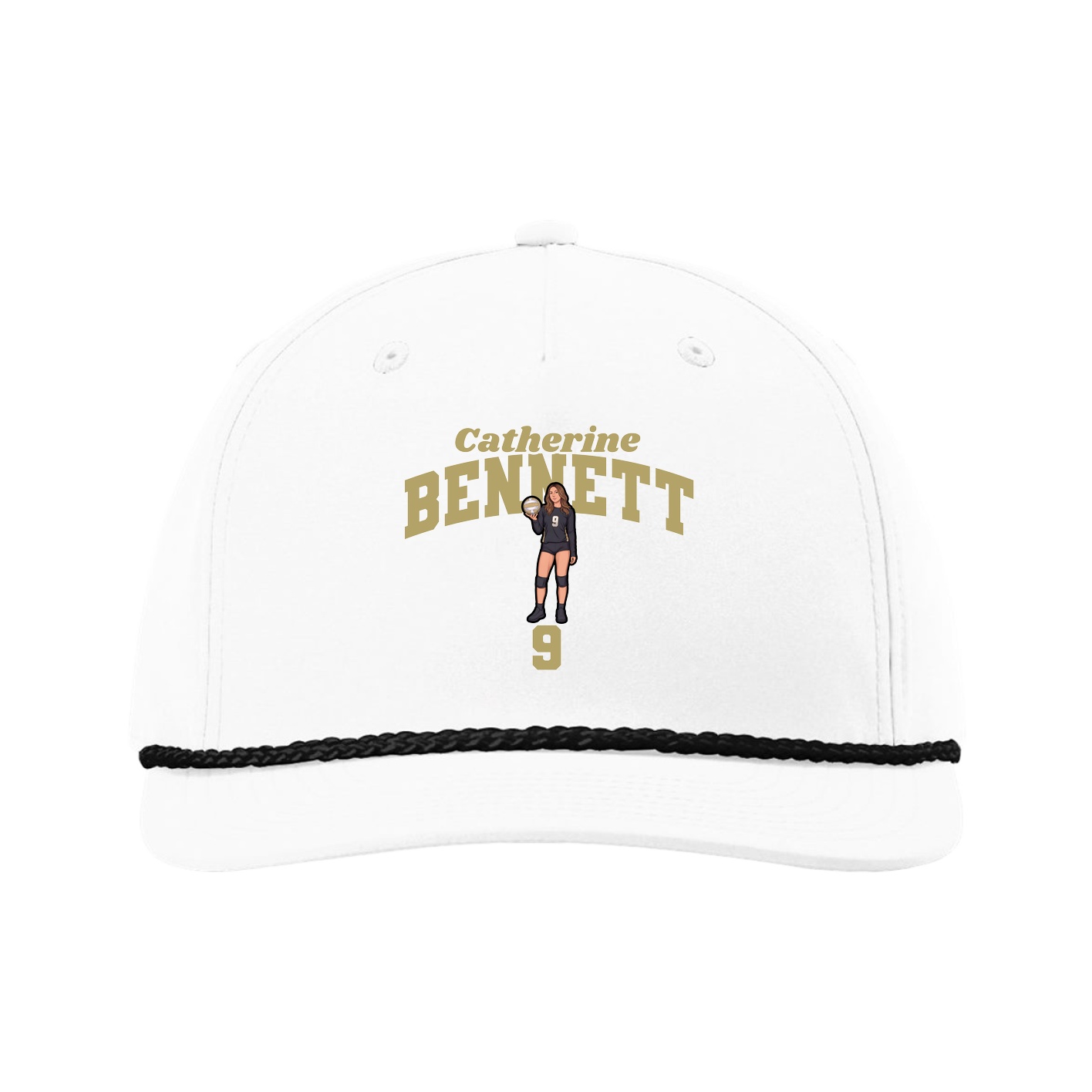 Five-Panel Classic Rope Cap — Signature Arch in White