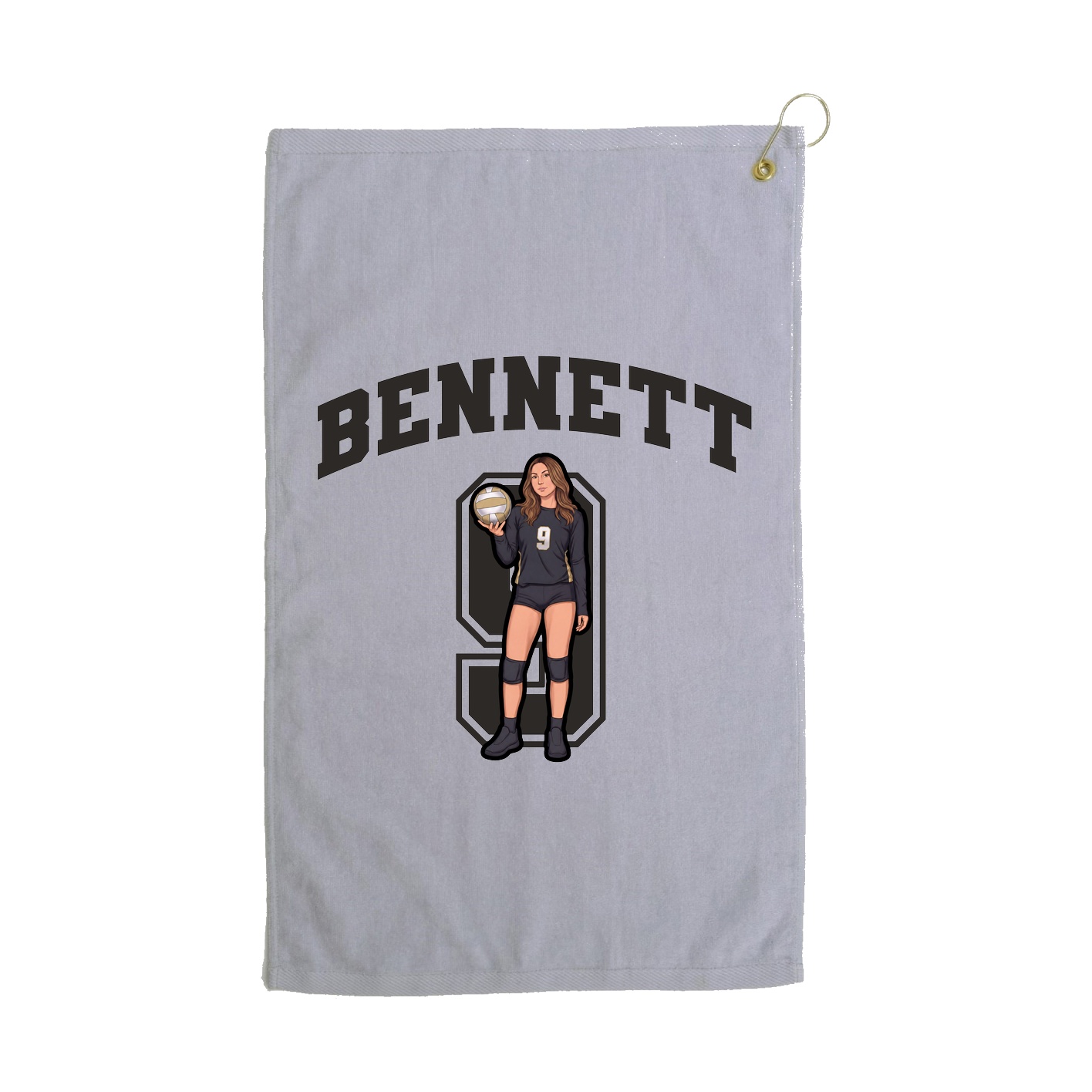 Golf Towel — Number in Grey
