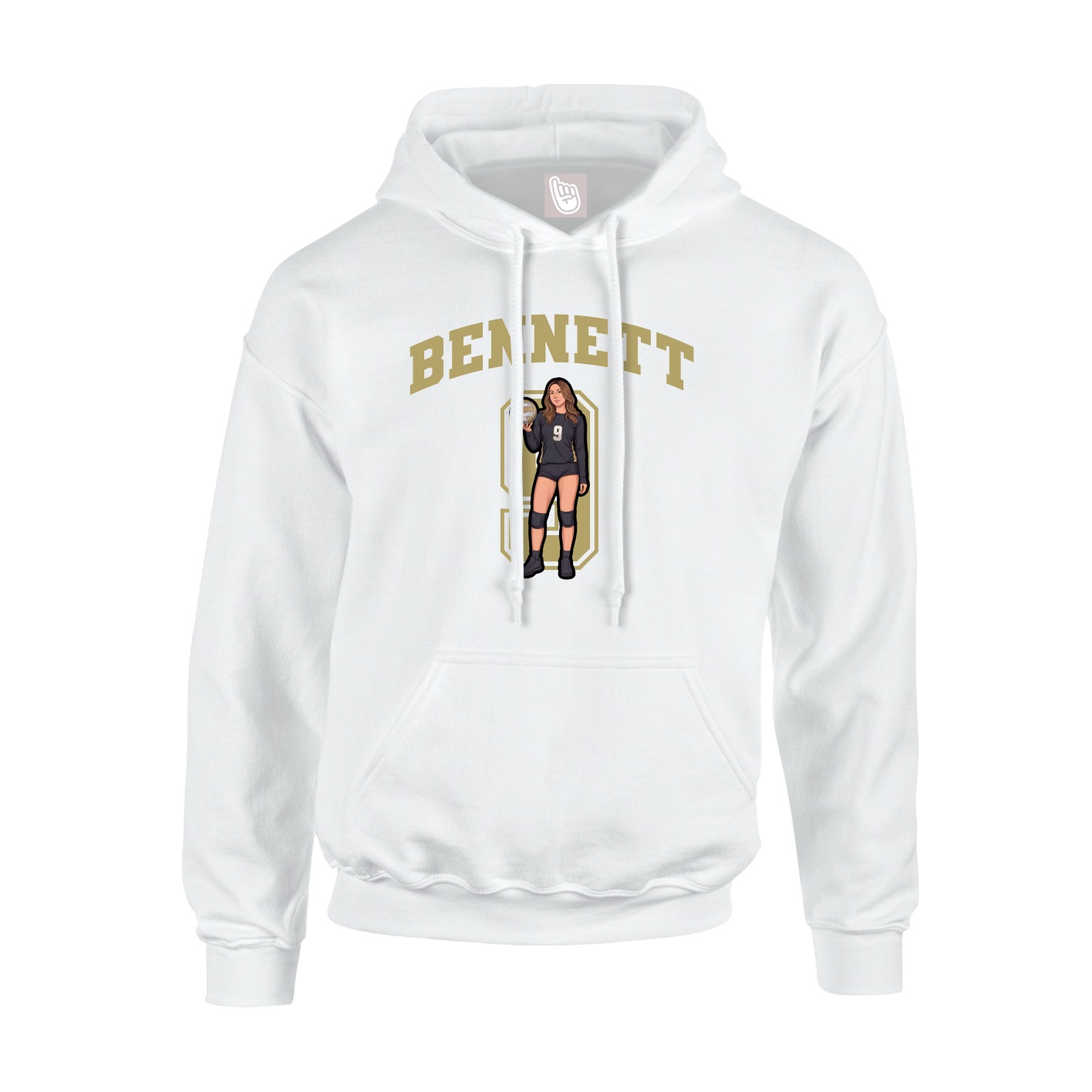 Youth Hoodie — Number in White