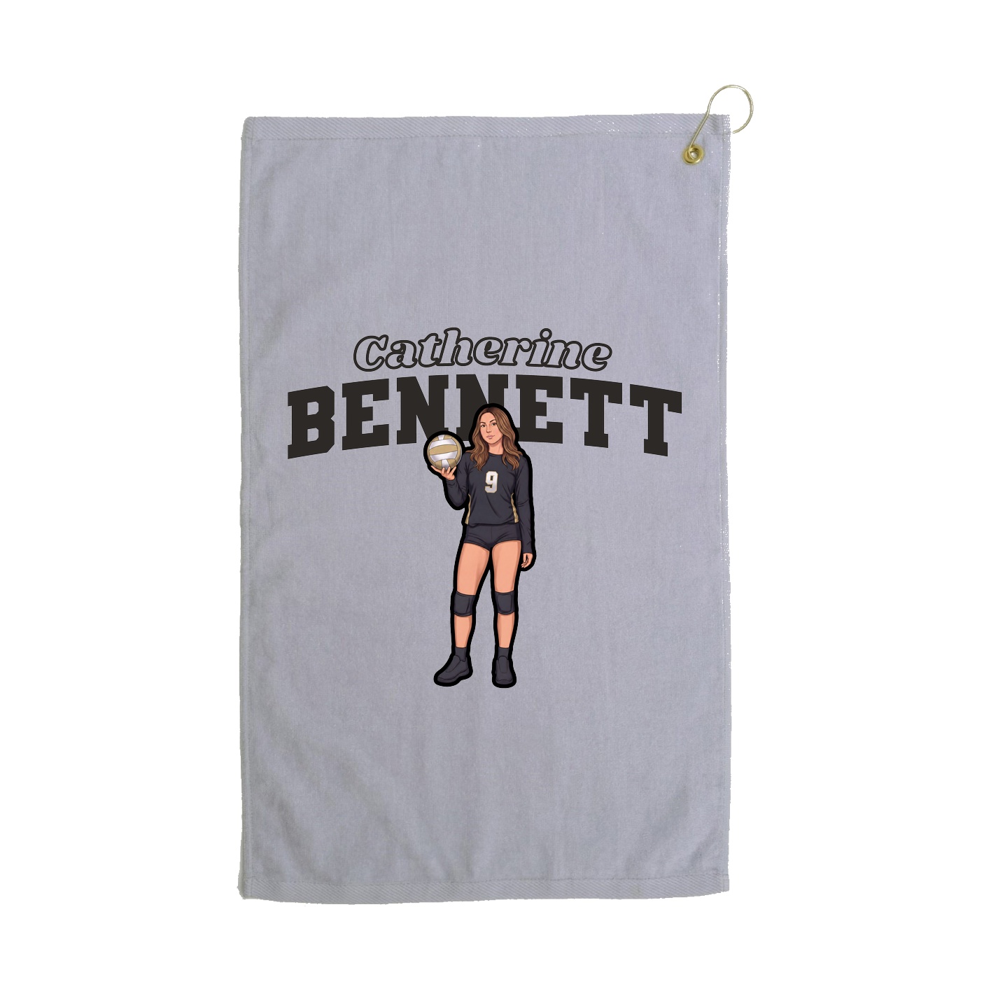 Golf Towel — Name Arch in Grey