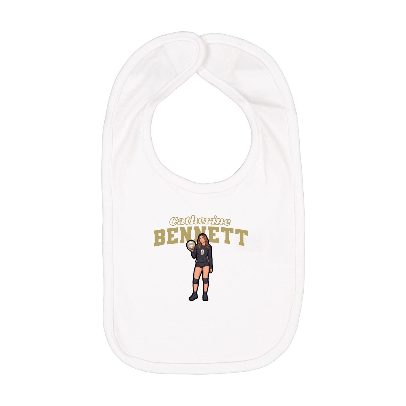 Infant Bib — Name Arch in White