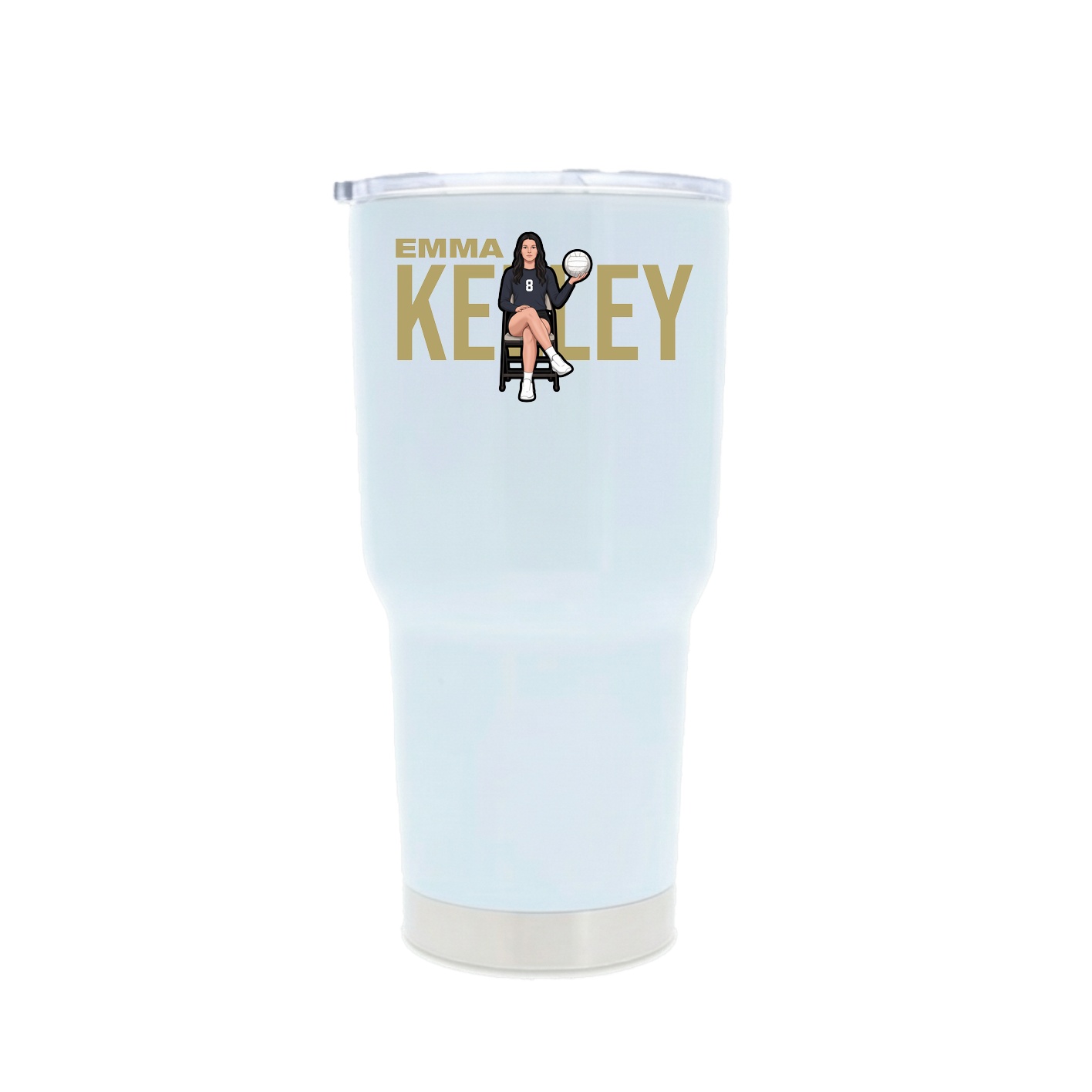 30oz Stainless Steel Tumbler — Player Name in White