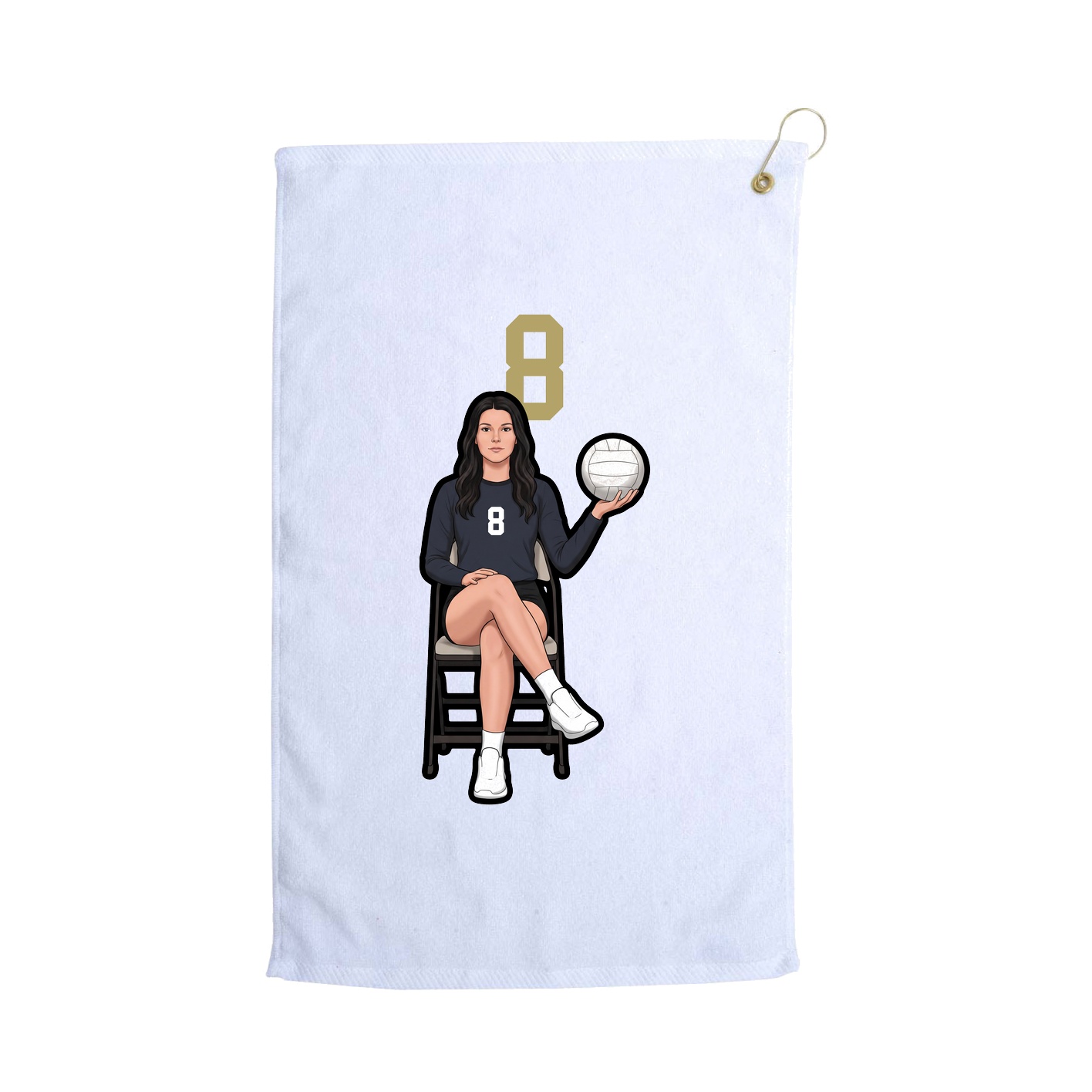 Golf Towel — Number Top in White