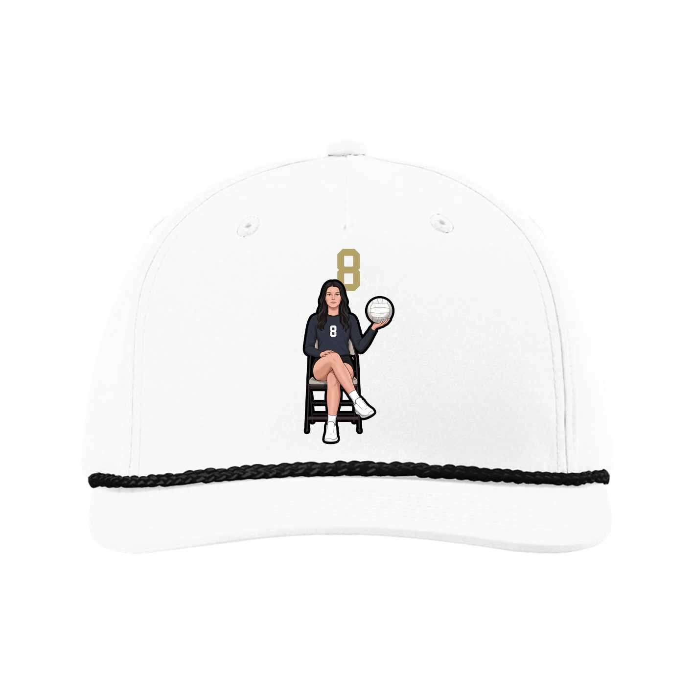 Five-Panel Classic Rope Cap — Number Top in White