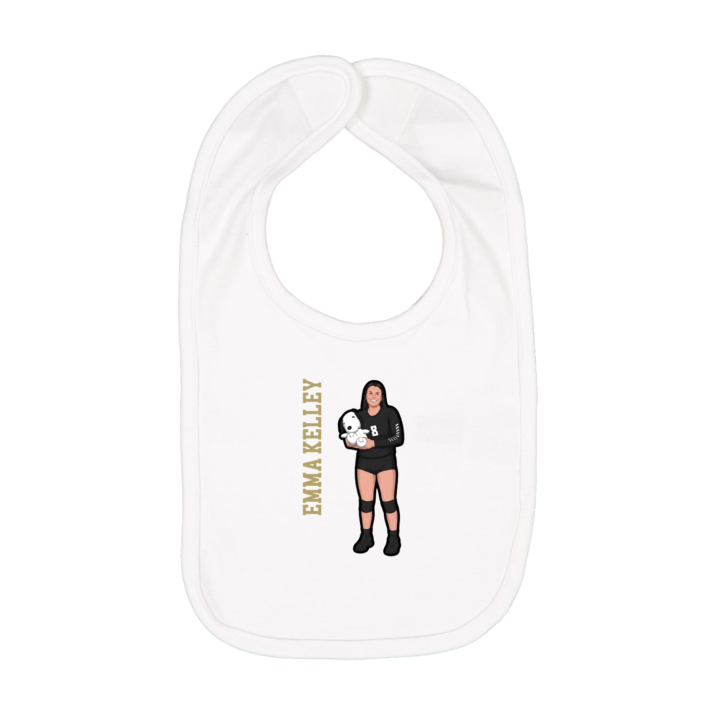 Infant Bib — Name Vertical in White