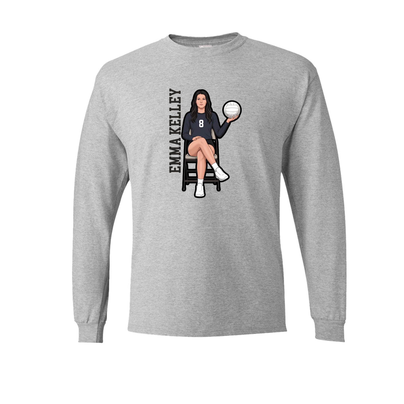 Long Sleeve Tee — Name Vertical in Grey