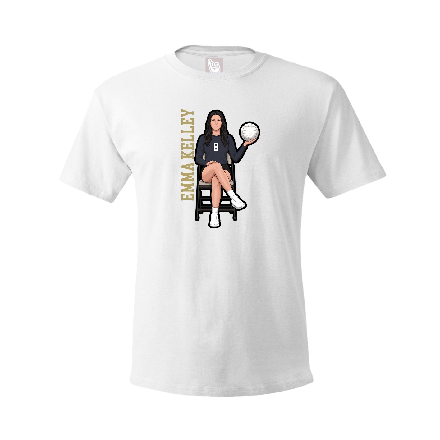 Youth Tee — Name Vertical in White