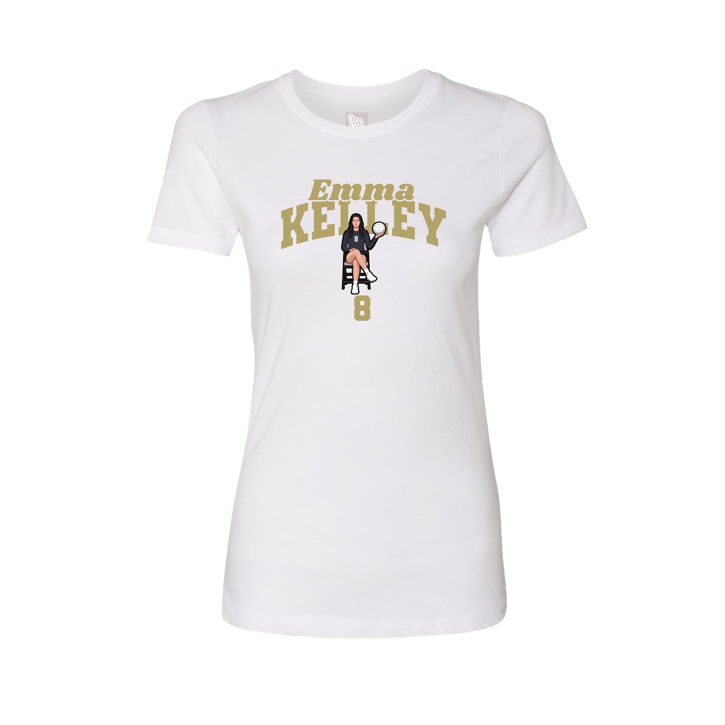 Fitted Women's Tee — Signature Arch in White