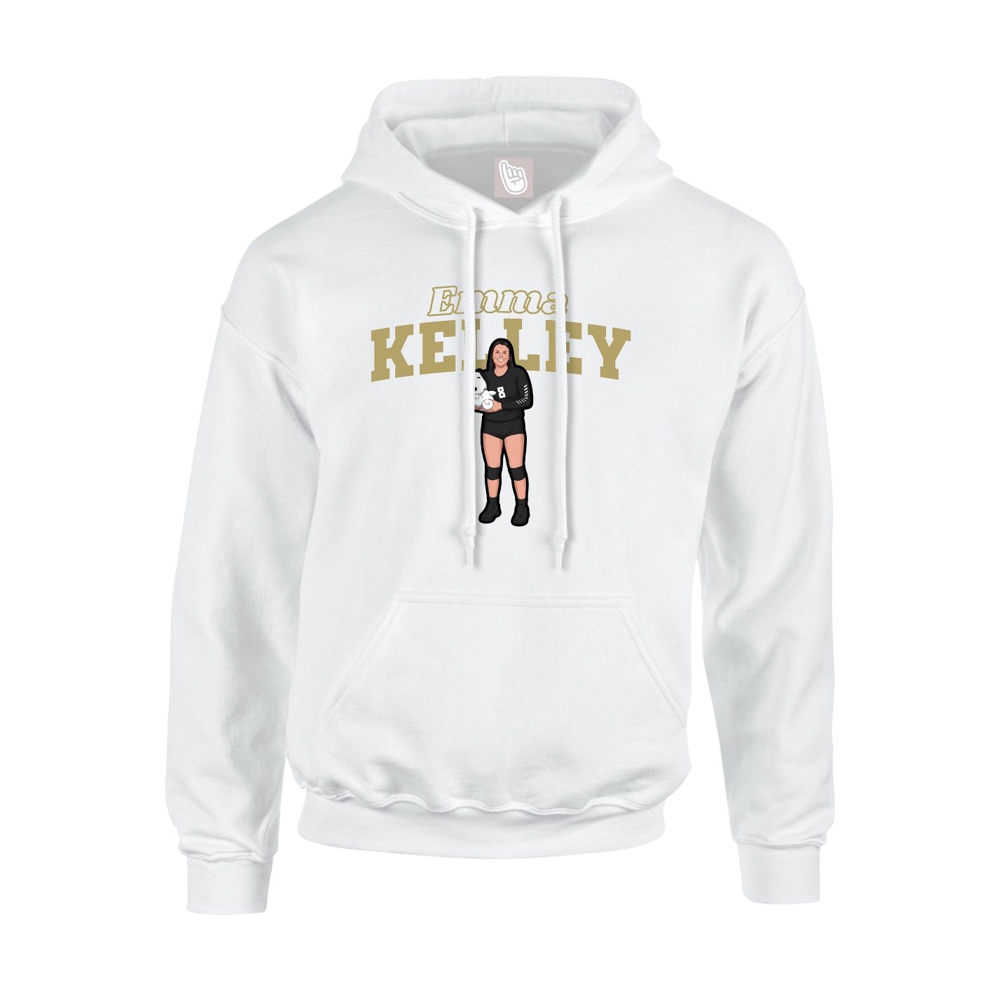 Youth Hoodie — Name Arch in White