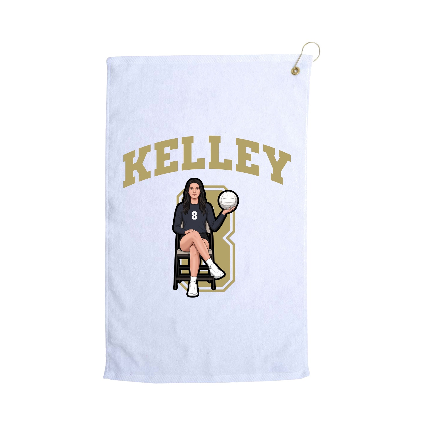 Golf Towel — Number in White