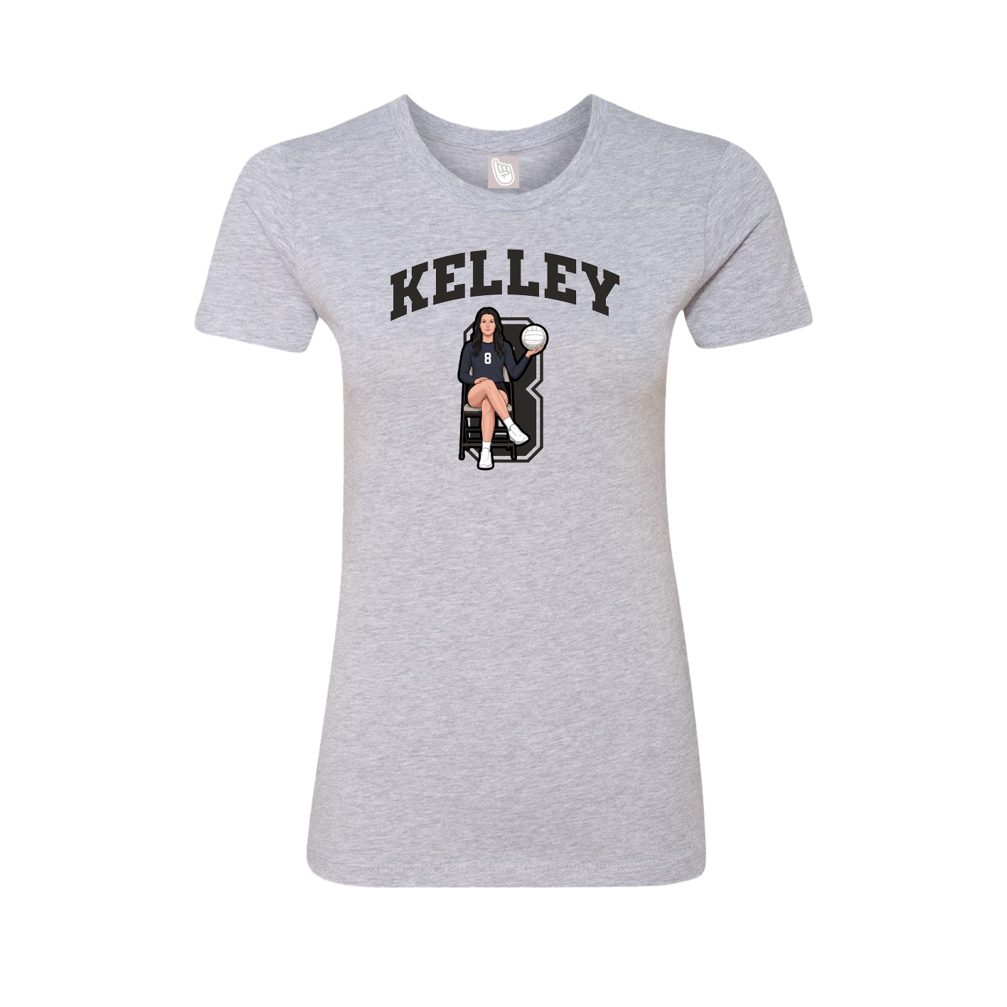 Fitted Women's Tee — Number in Grey