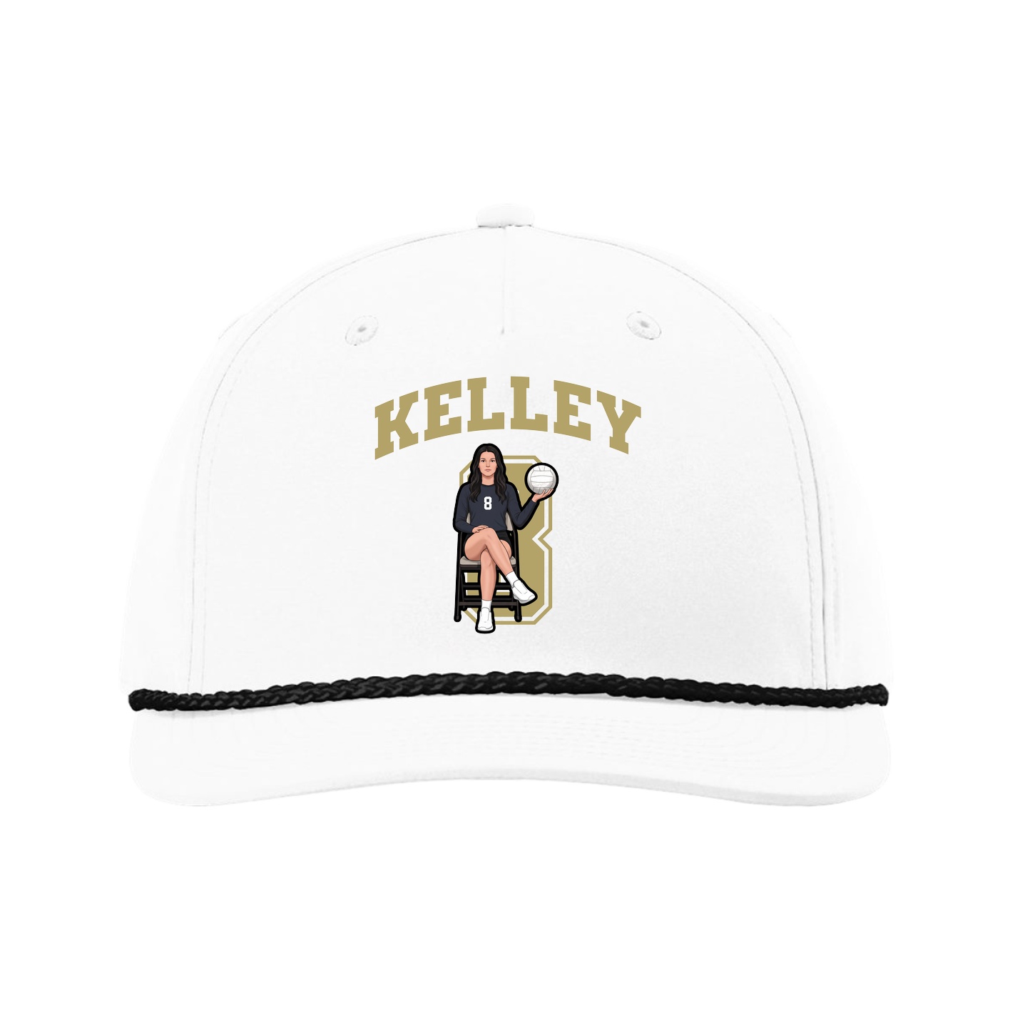 Five-Panel Classic Rope Cap — Number in White