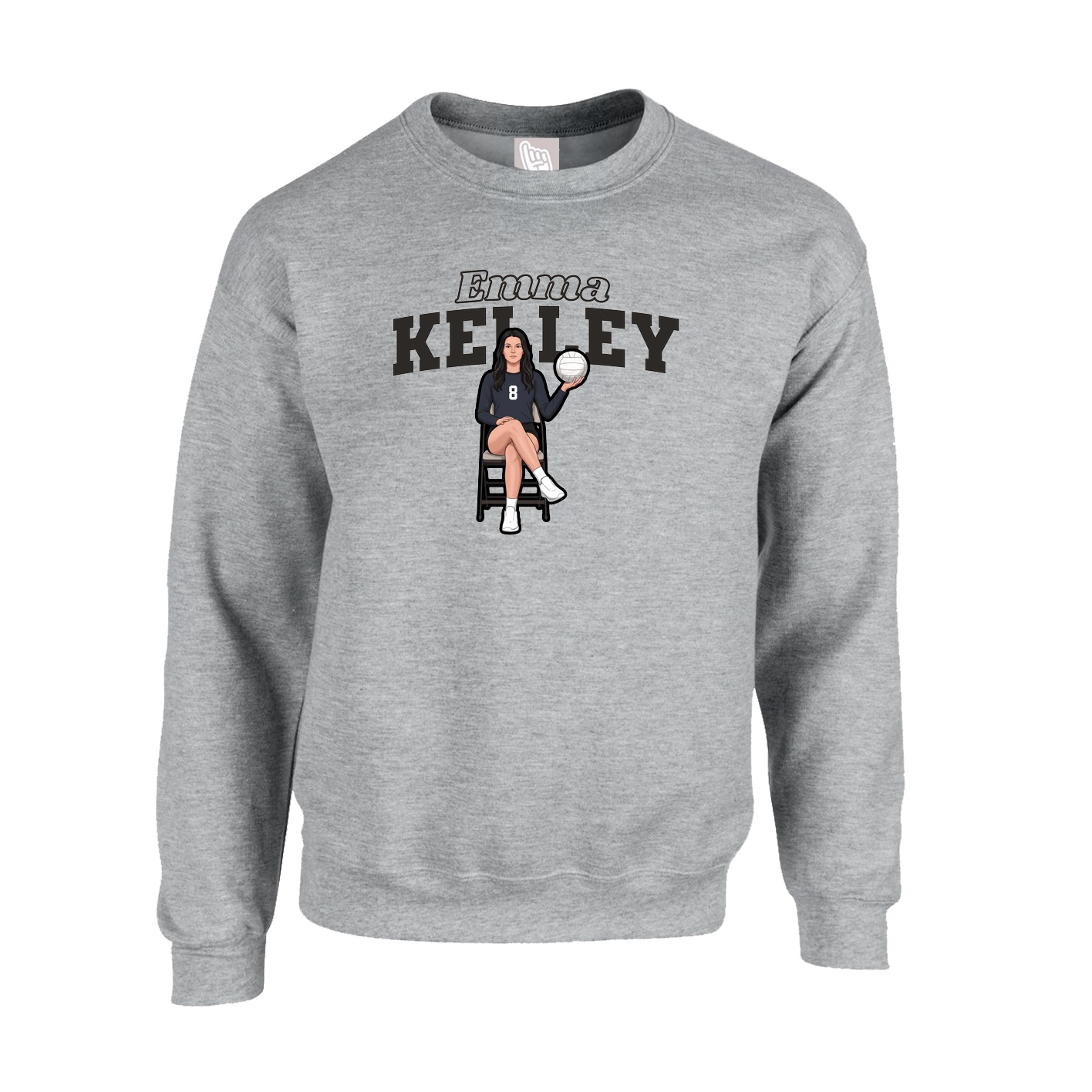 Fleece Crew — Name Arch in Grey