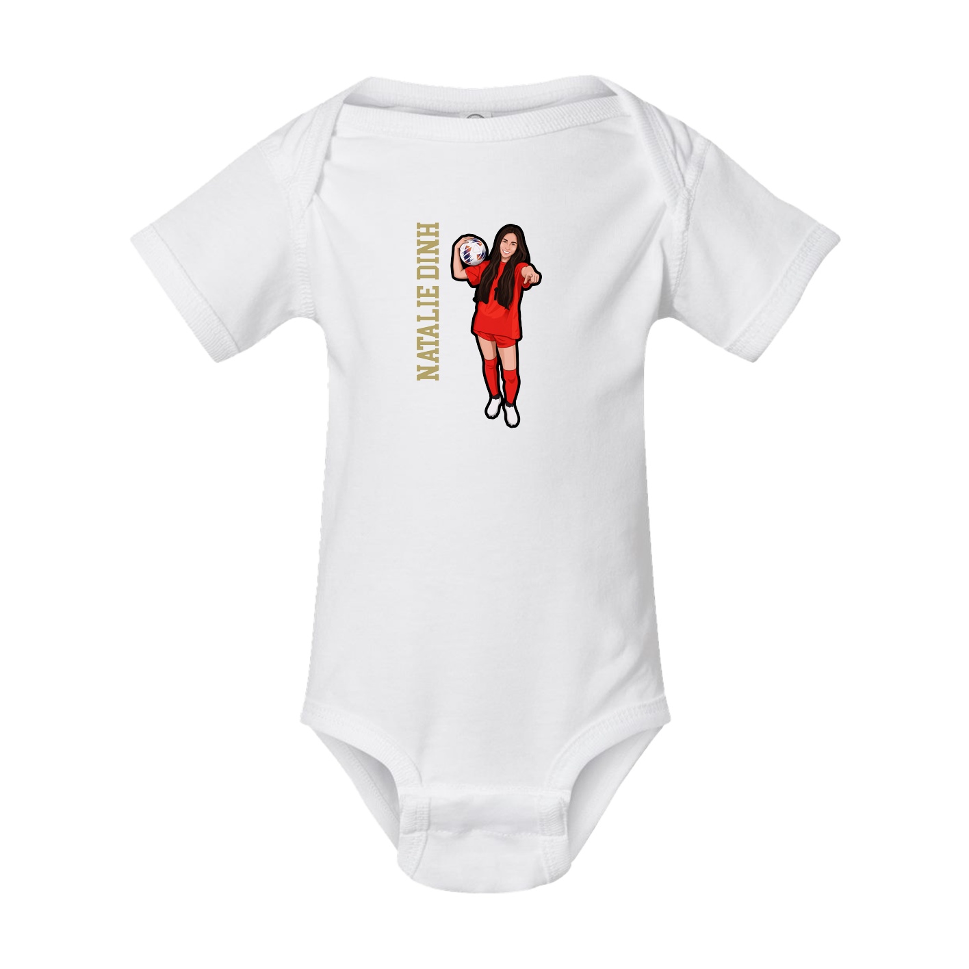 Baby Onesie — Name Vertical in White