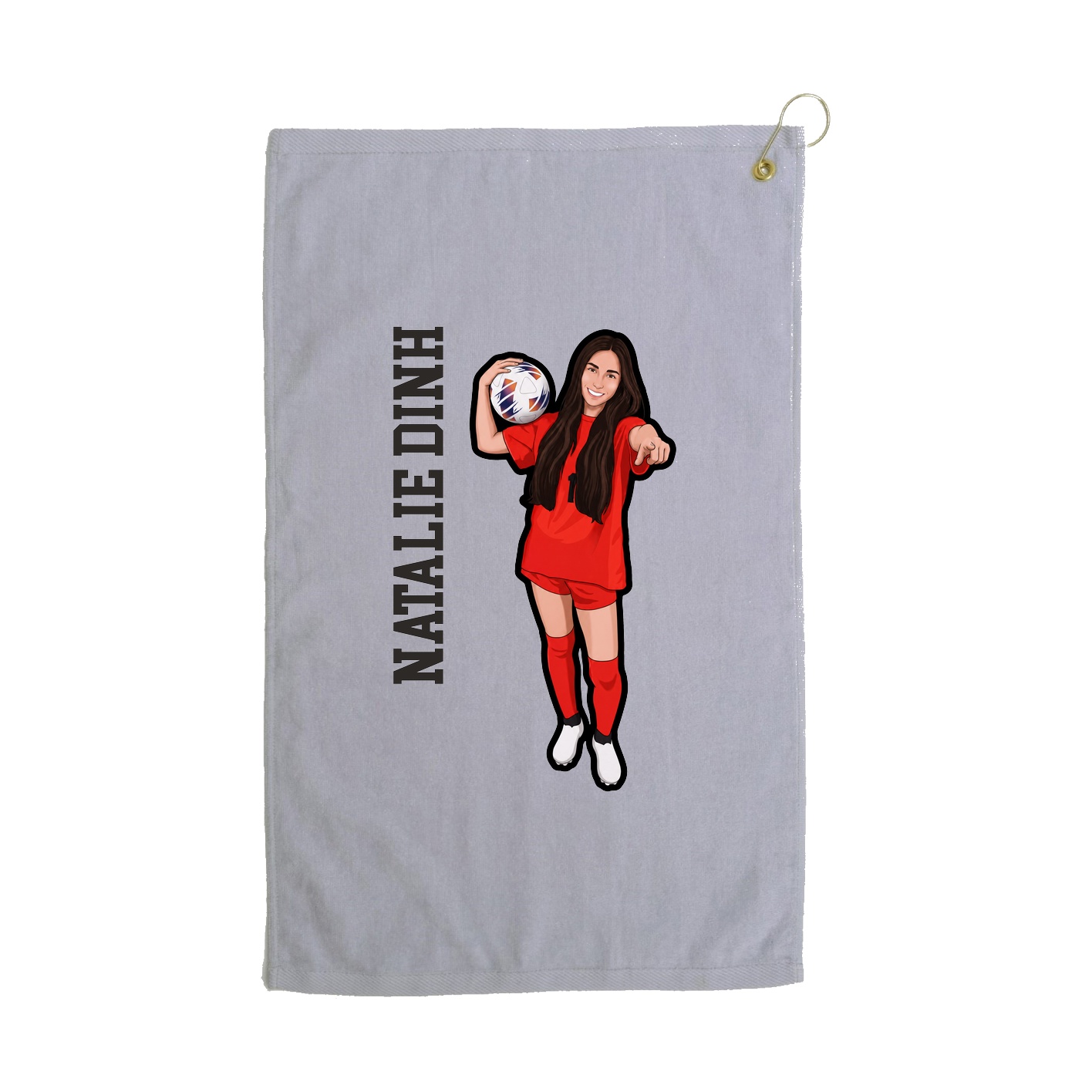 Golf Towel — Name Vertical in Grey