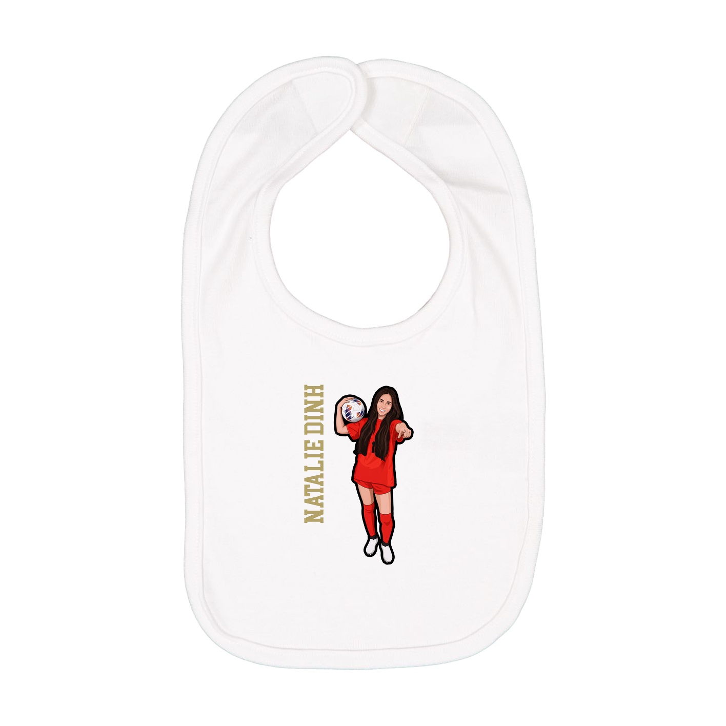 Infant Bib — Name Vertical in White