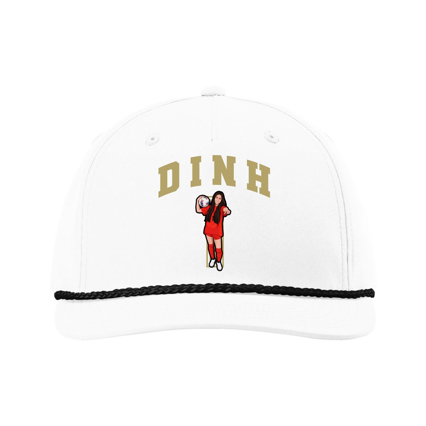 Five-Panel Classic Rope Cap — Number in White