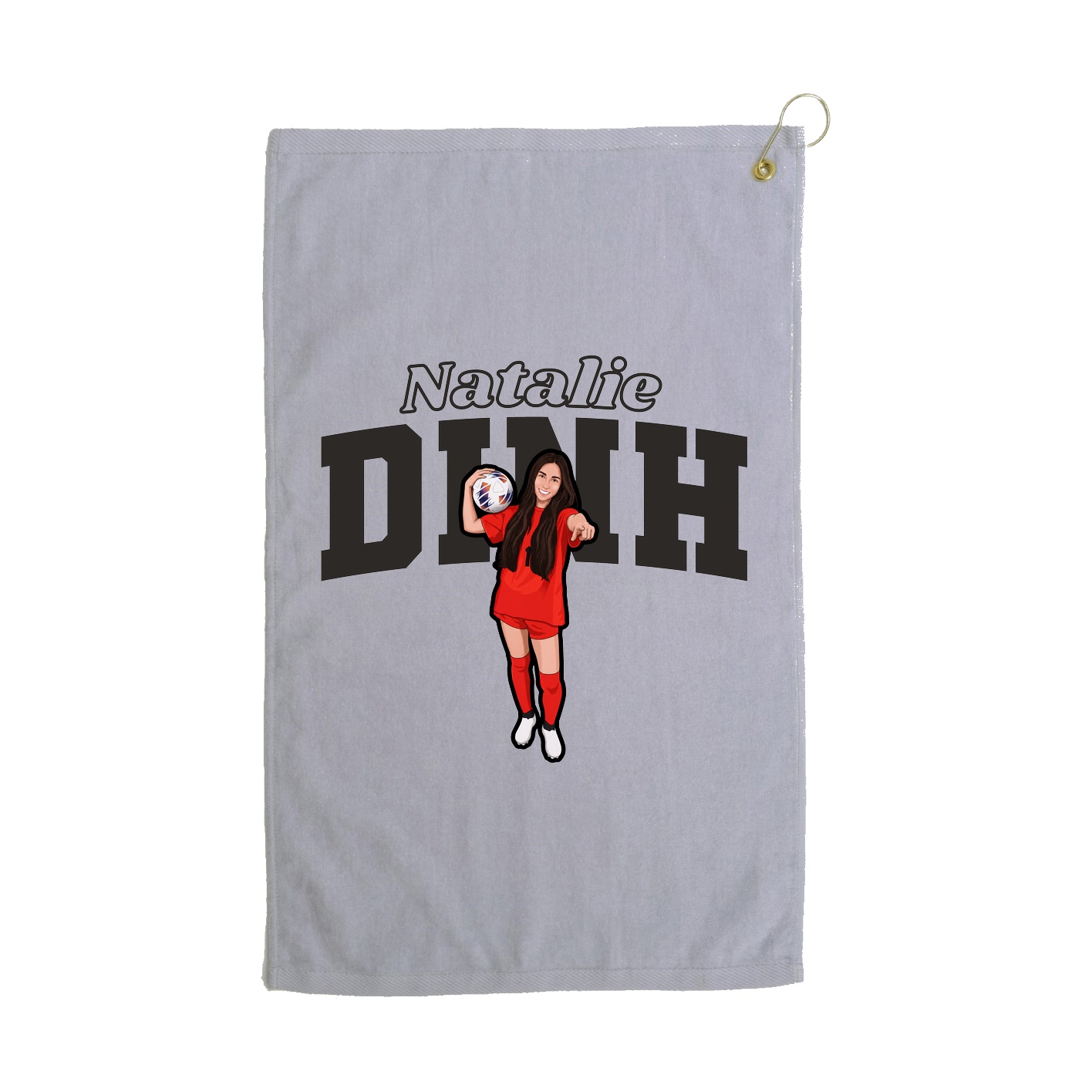 Golf Towel — Name Arch in Grey
