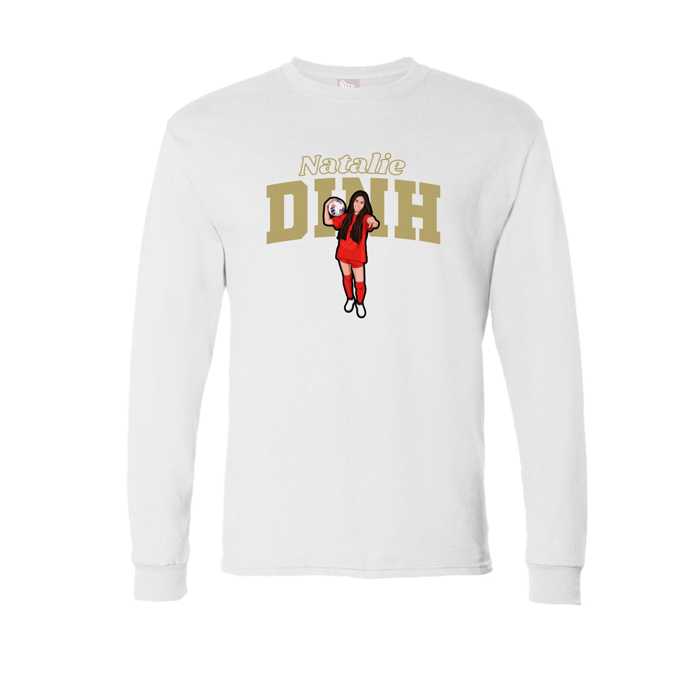 Long Sleeve Tee — Name Arch in White
