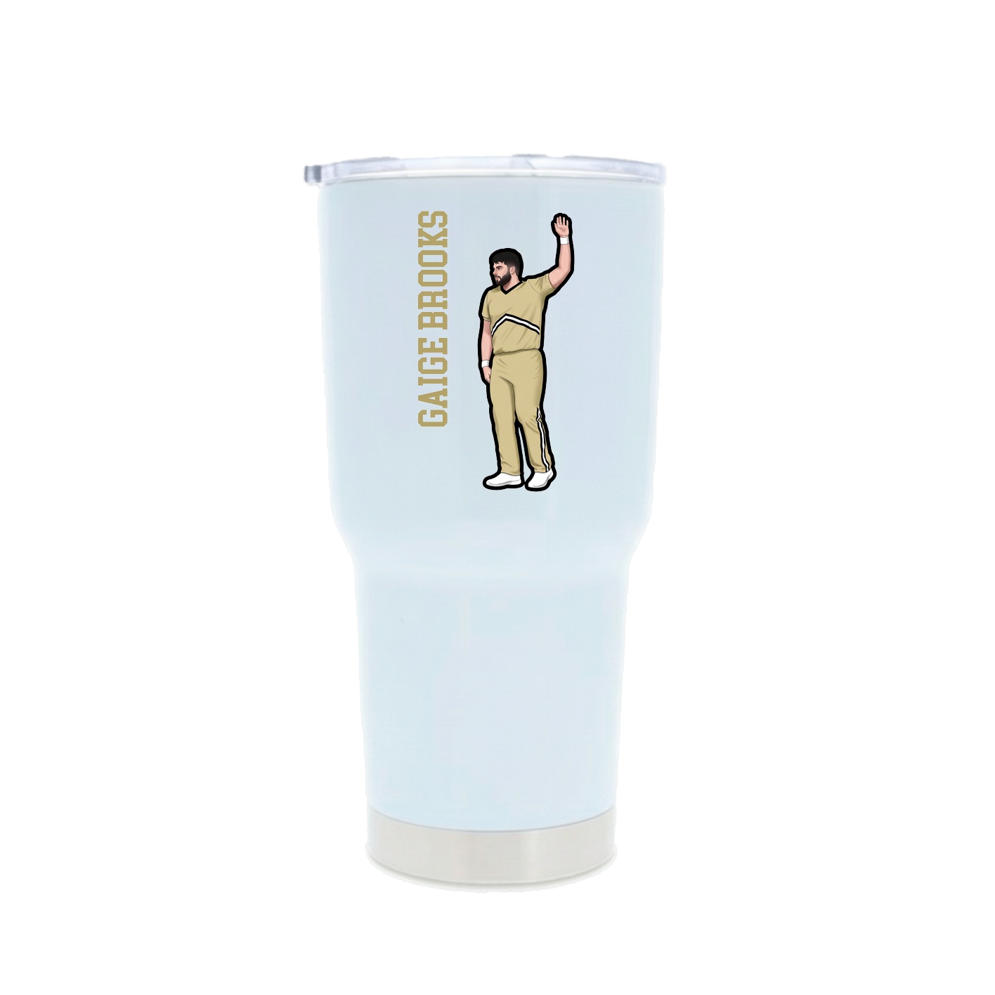 30oz Stainless Steel Tumbler — Name Vertical in White