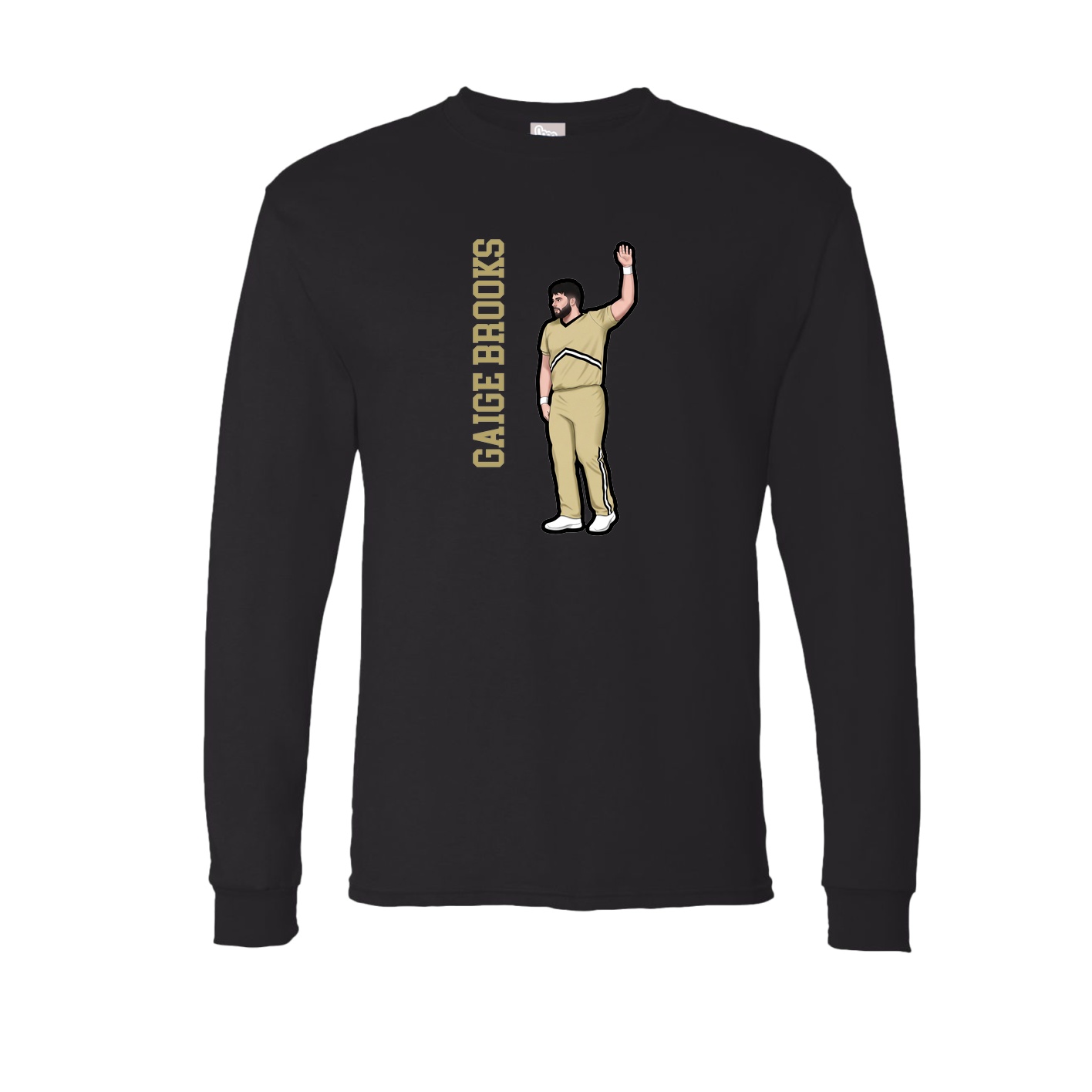 Long Sleeve Tee — Name Vertical in Black
