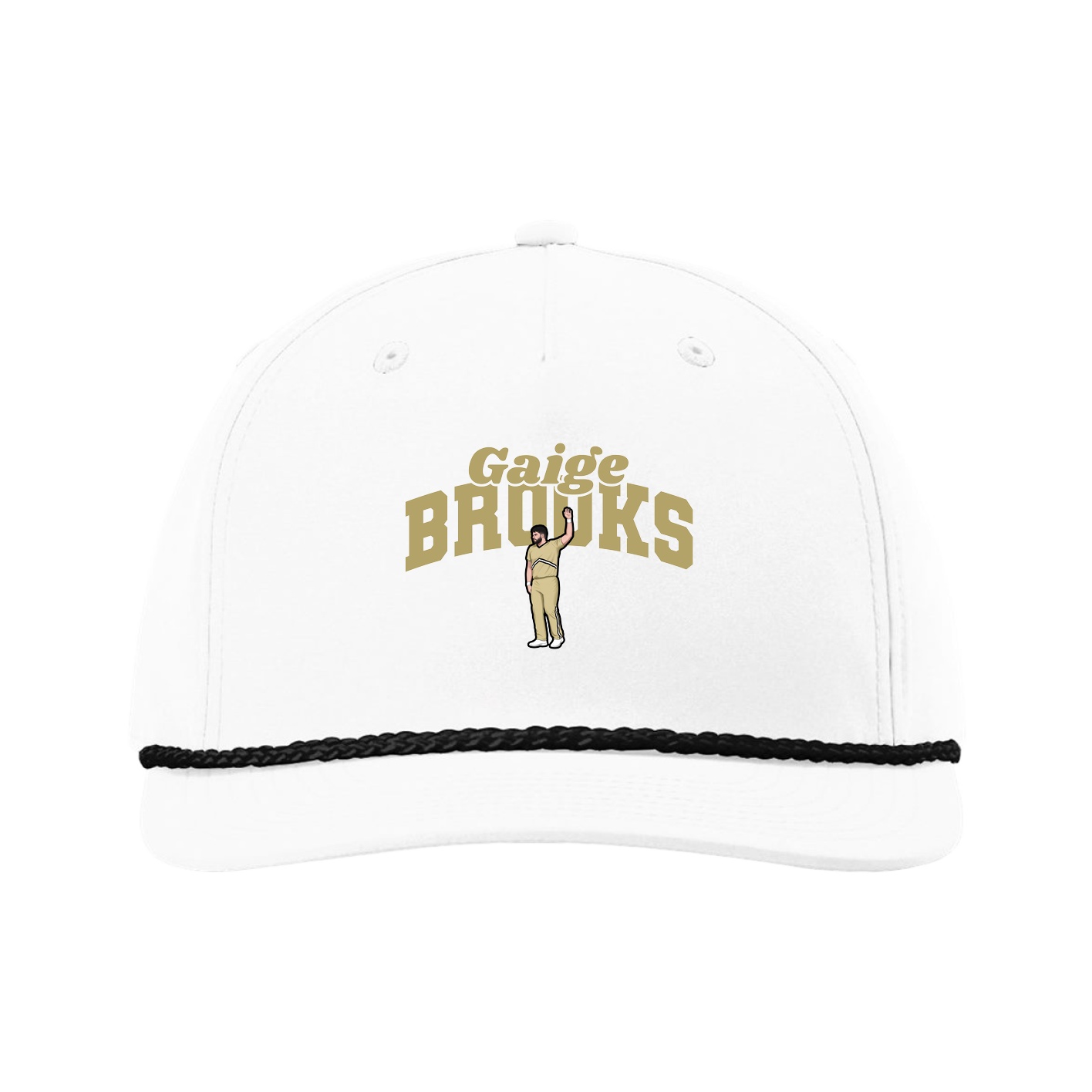Five-Panel Classic Rope Cap — Signature Arch in White