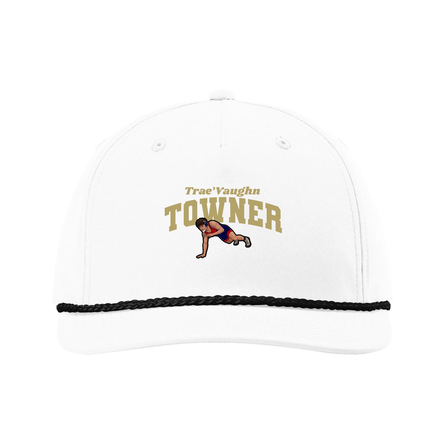 Five-Panel Classic Rope Cap — Signature Arch in White