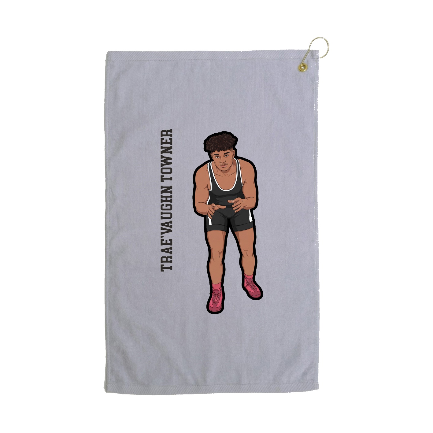 Golf Towel — Name Vertical in Grey