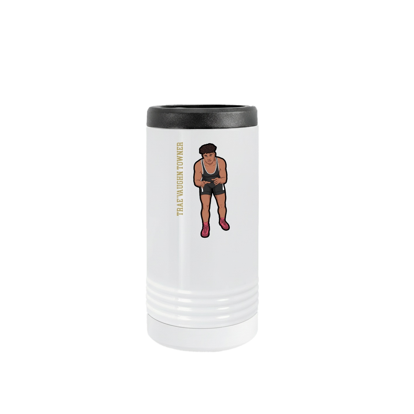 Slim Beverage Holder — Name Vertical in White