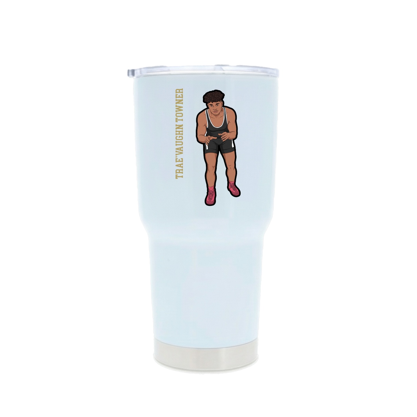 30oz Stainless Steel Tumbler — Name Vertical in White