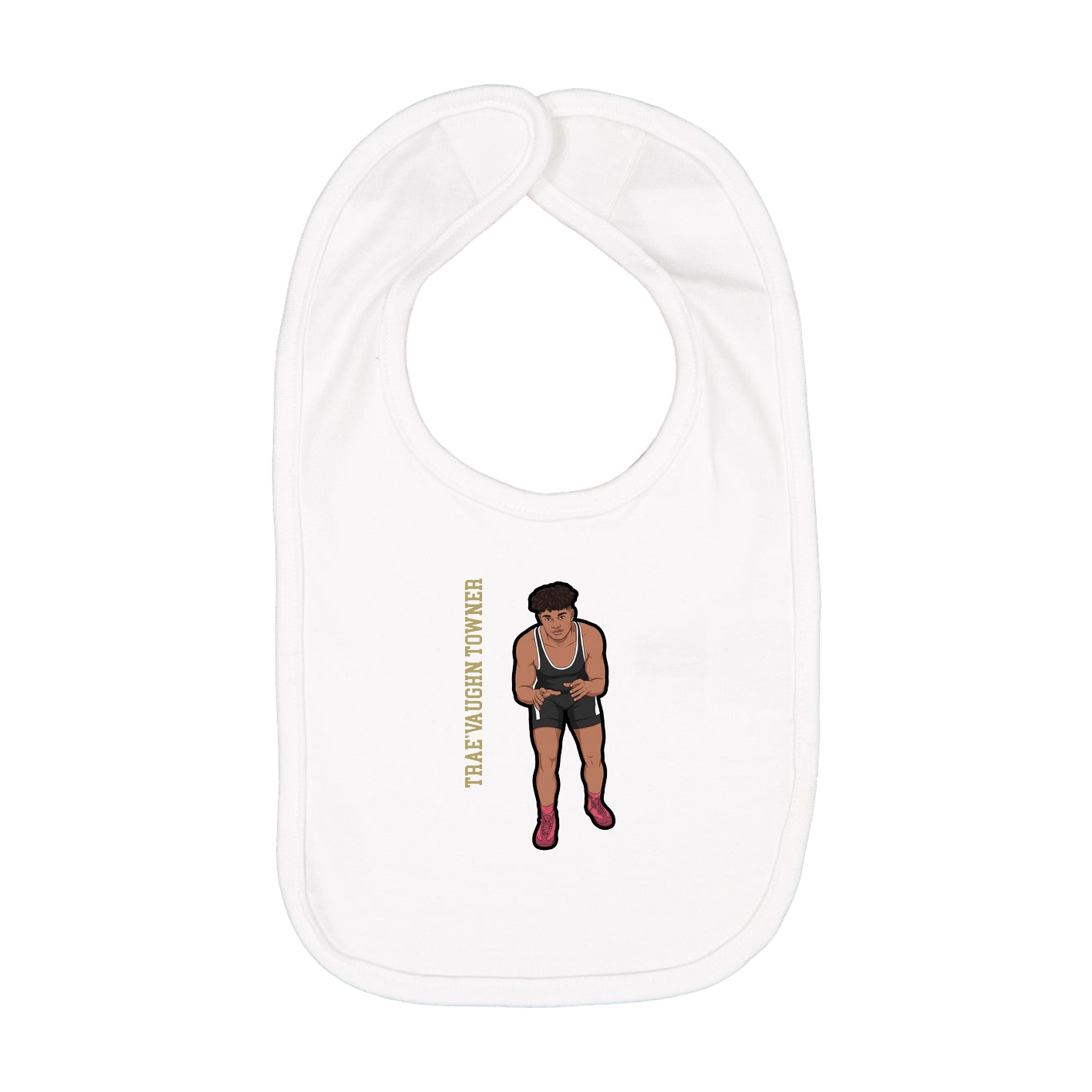Infant Bib — Name Vertical in White