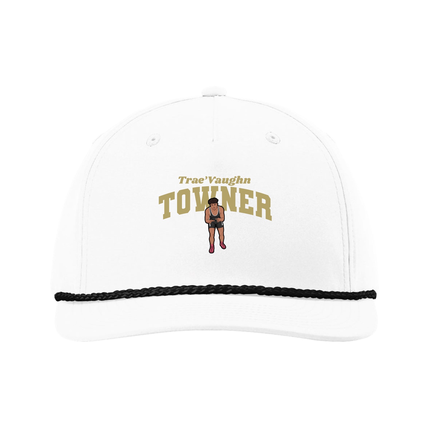 Five-Panel Classic Rope Cap — Signature Arch in White