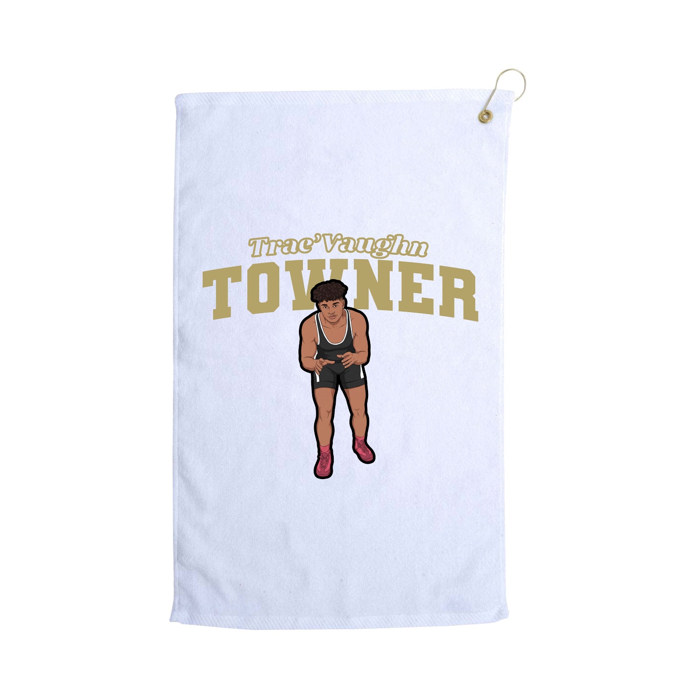 Golf Towel — Name Arch in White