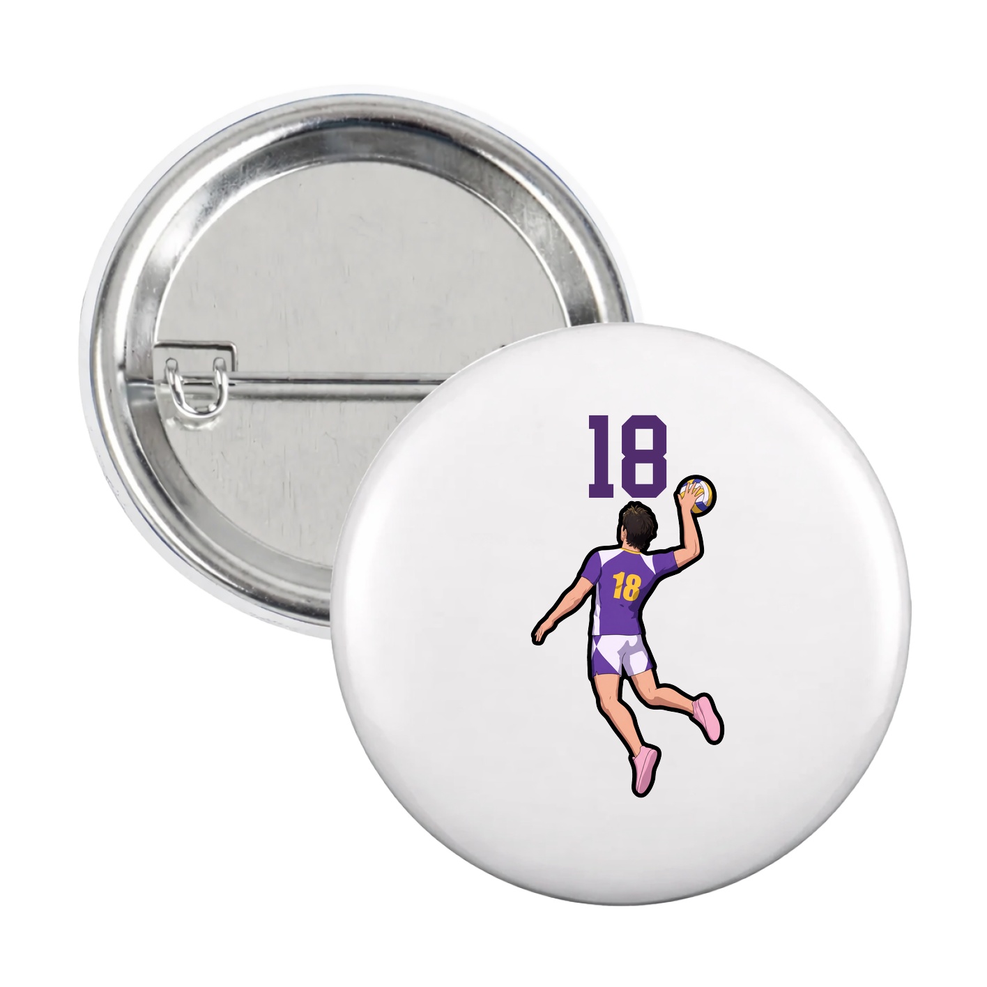 Game Day Button — Number Top in White