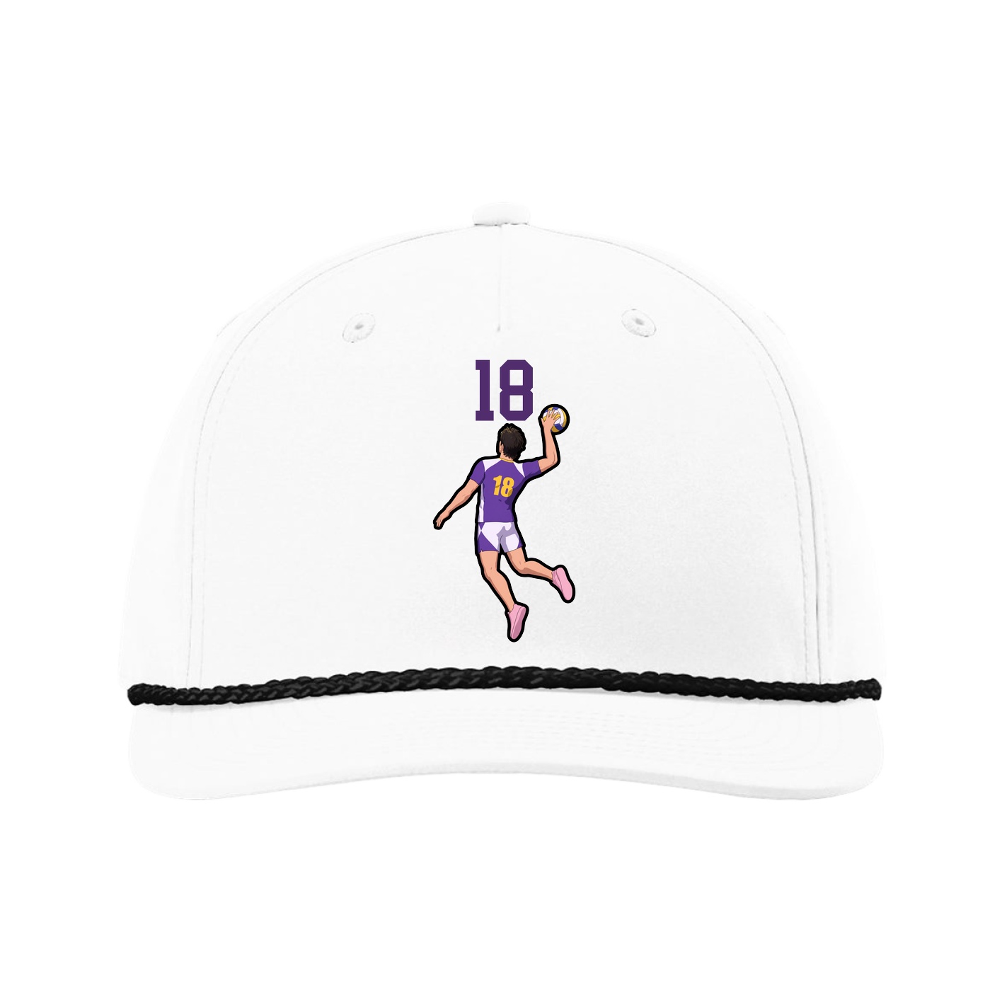 Five-Panel Classic Rope Cap — Number Top in White