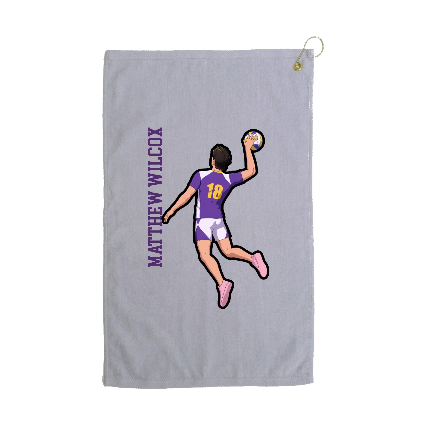 Golf Towel — Name Vertical in Grey