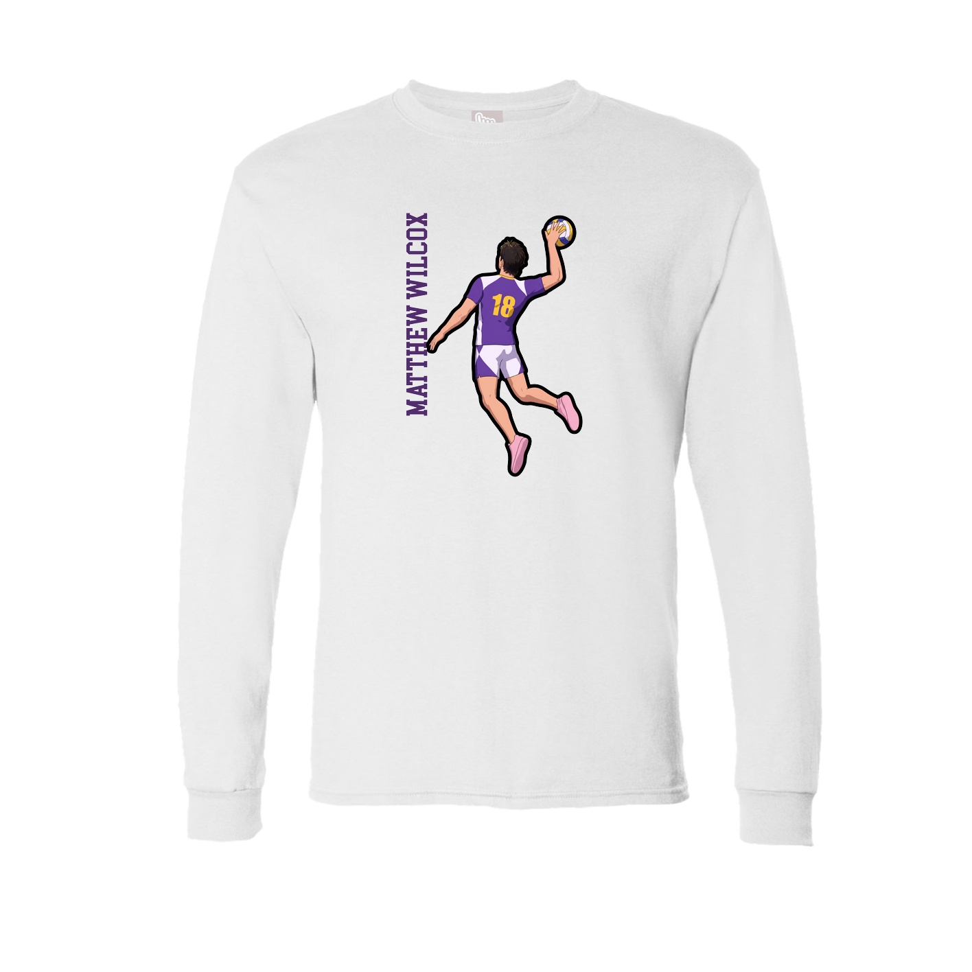 Long Sleeve Tee — Name Vertical in White