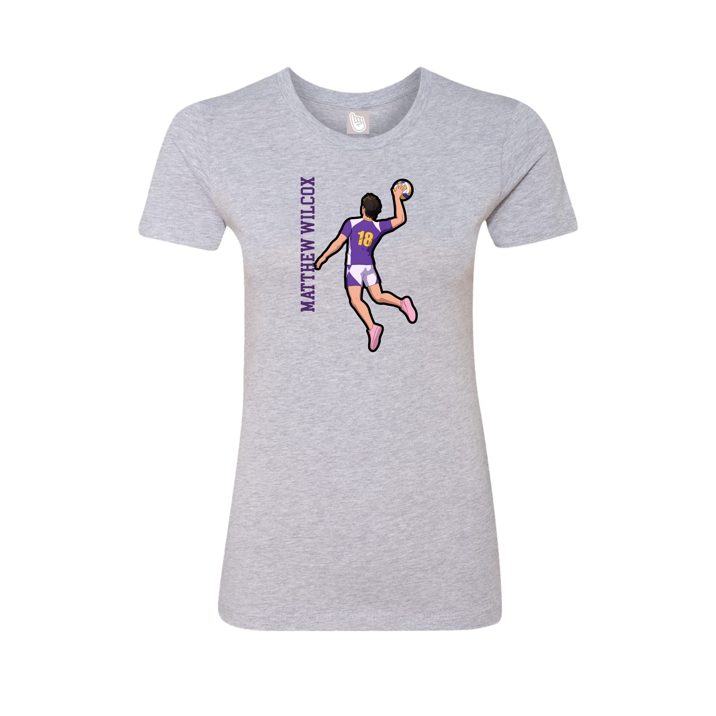 Fitted Women's Tee — Name Vertical in Grey