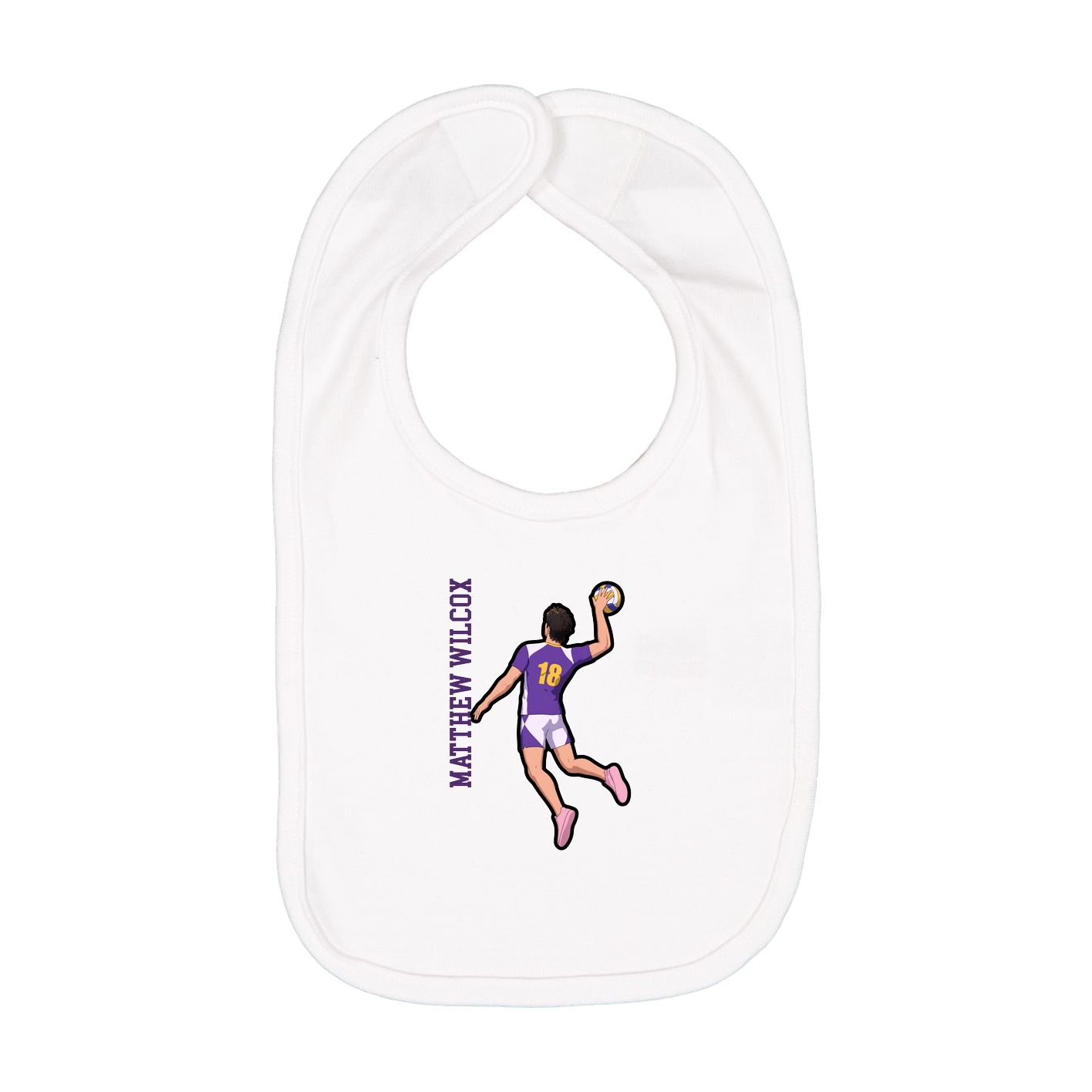 Infant Bib — Name Vertical in White