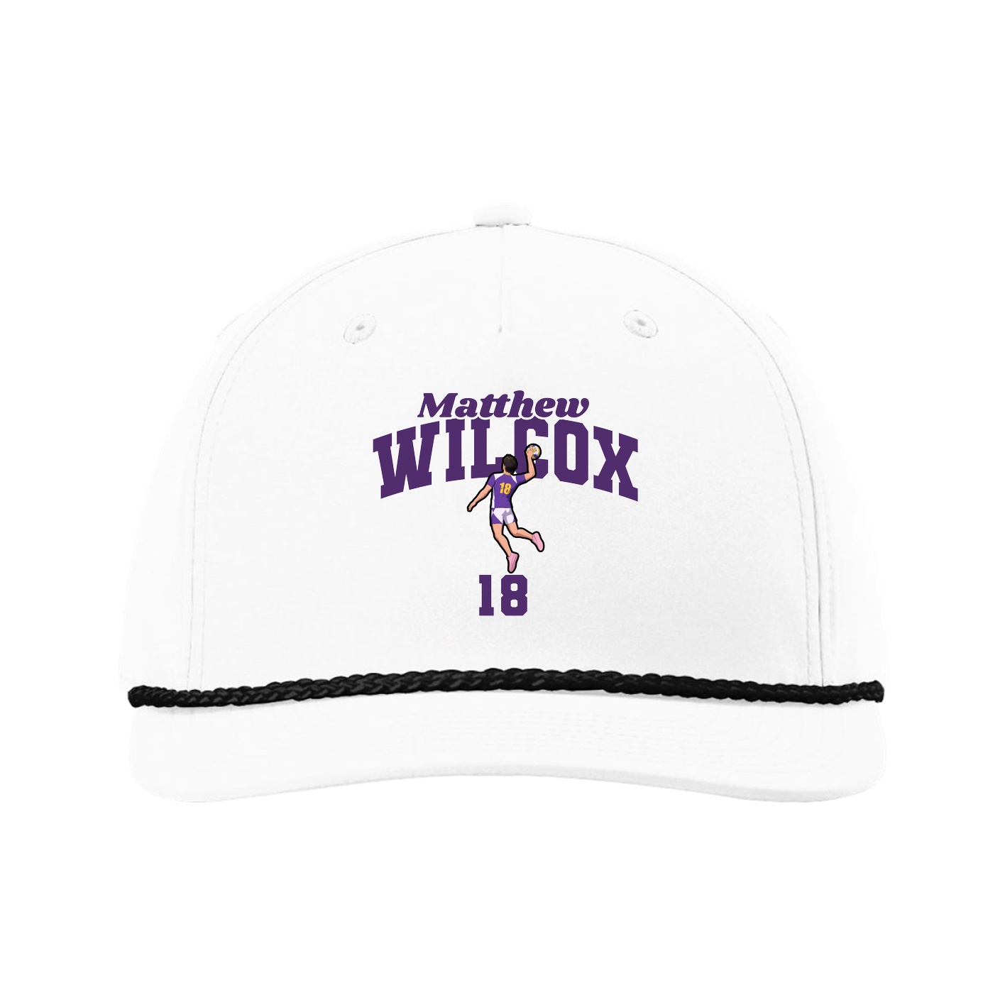 Five-Panel Classic Rope Cap — Signature Arch in White