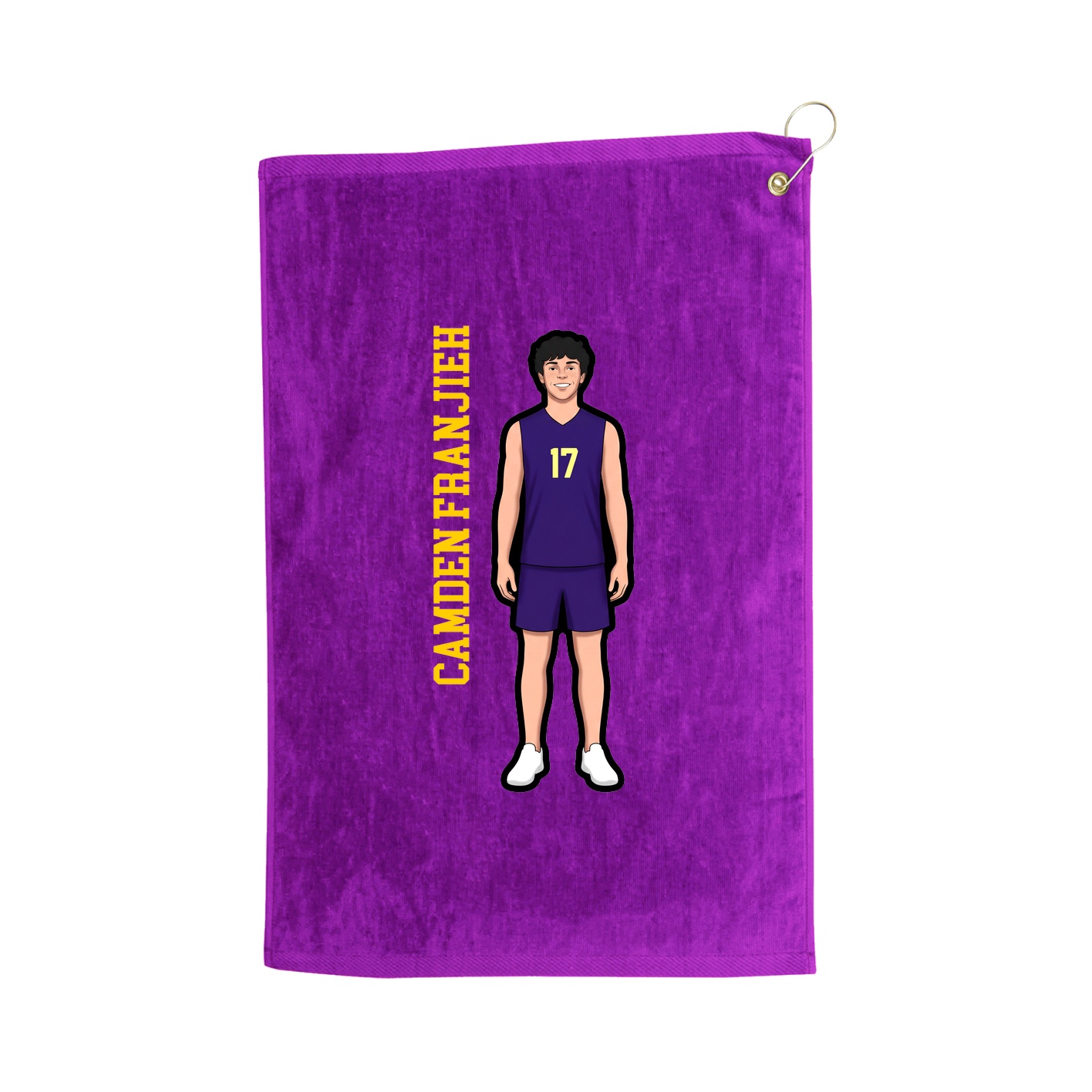 Golf Towel — Name Vertical in Purple
