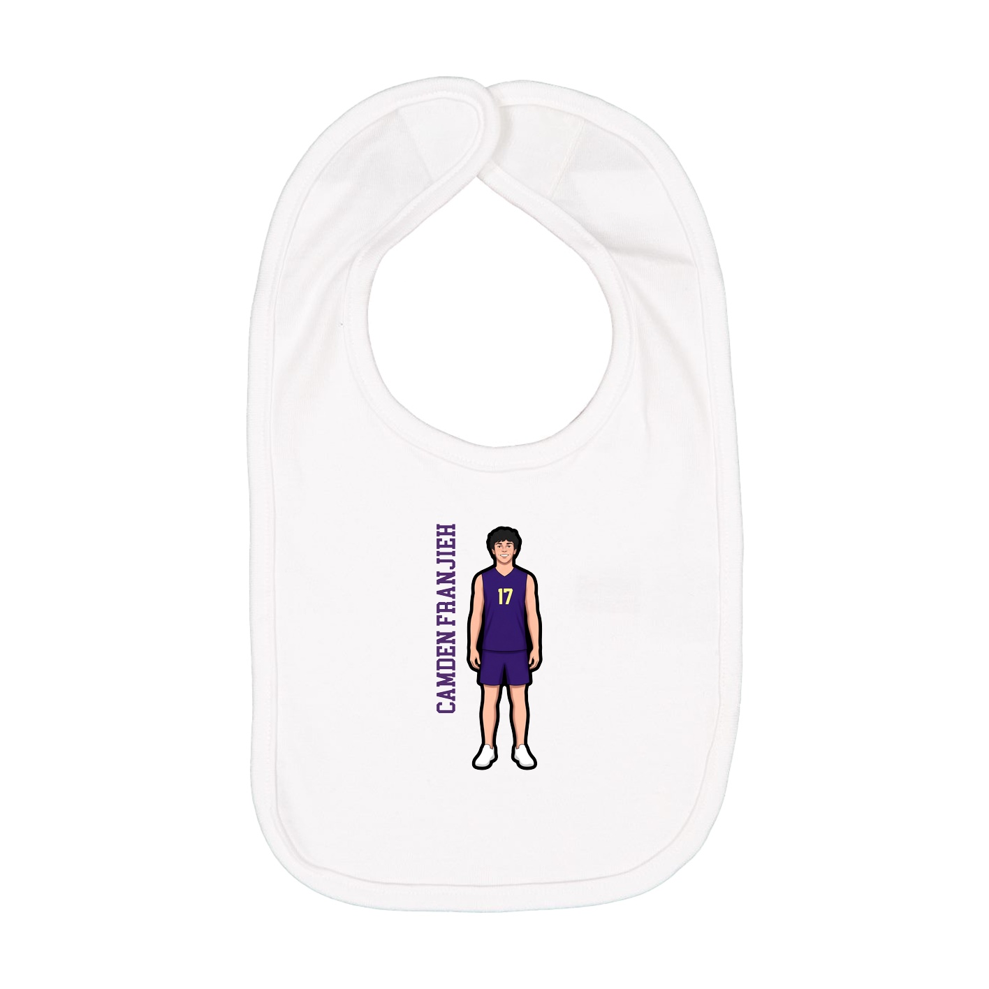 Infant Bib — Name Vertical in White
