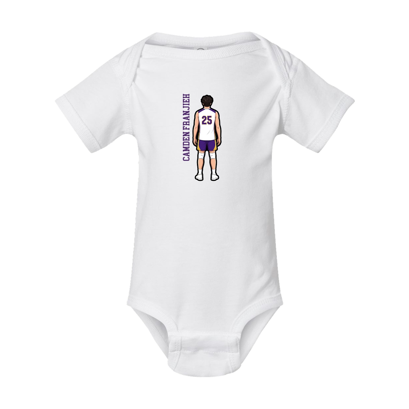 Baby Onesie — Name Vertical in White